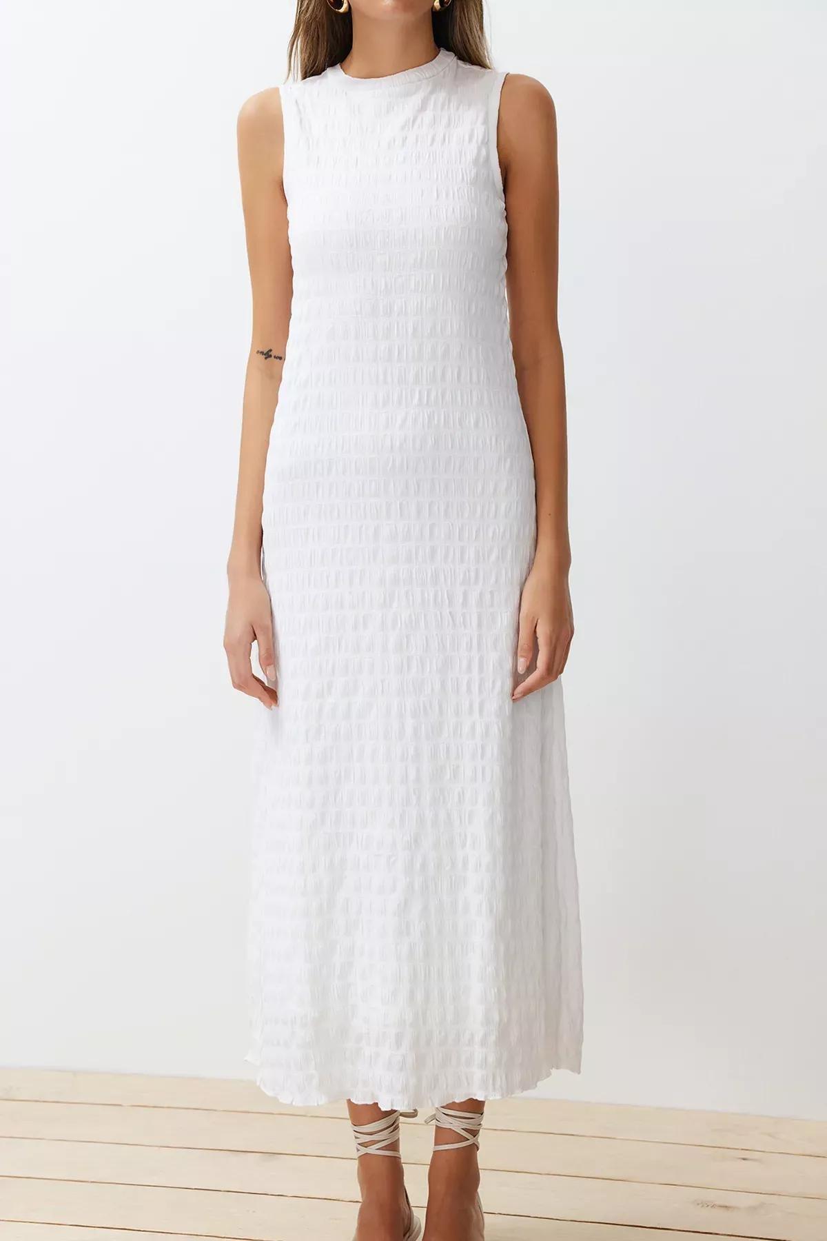 White Plain A-Line Maxi Dress, , large image number 5