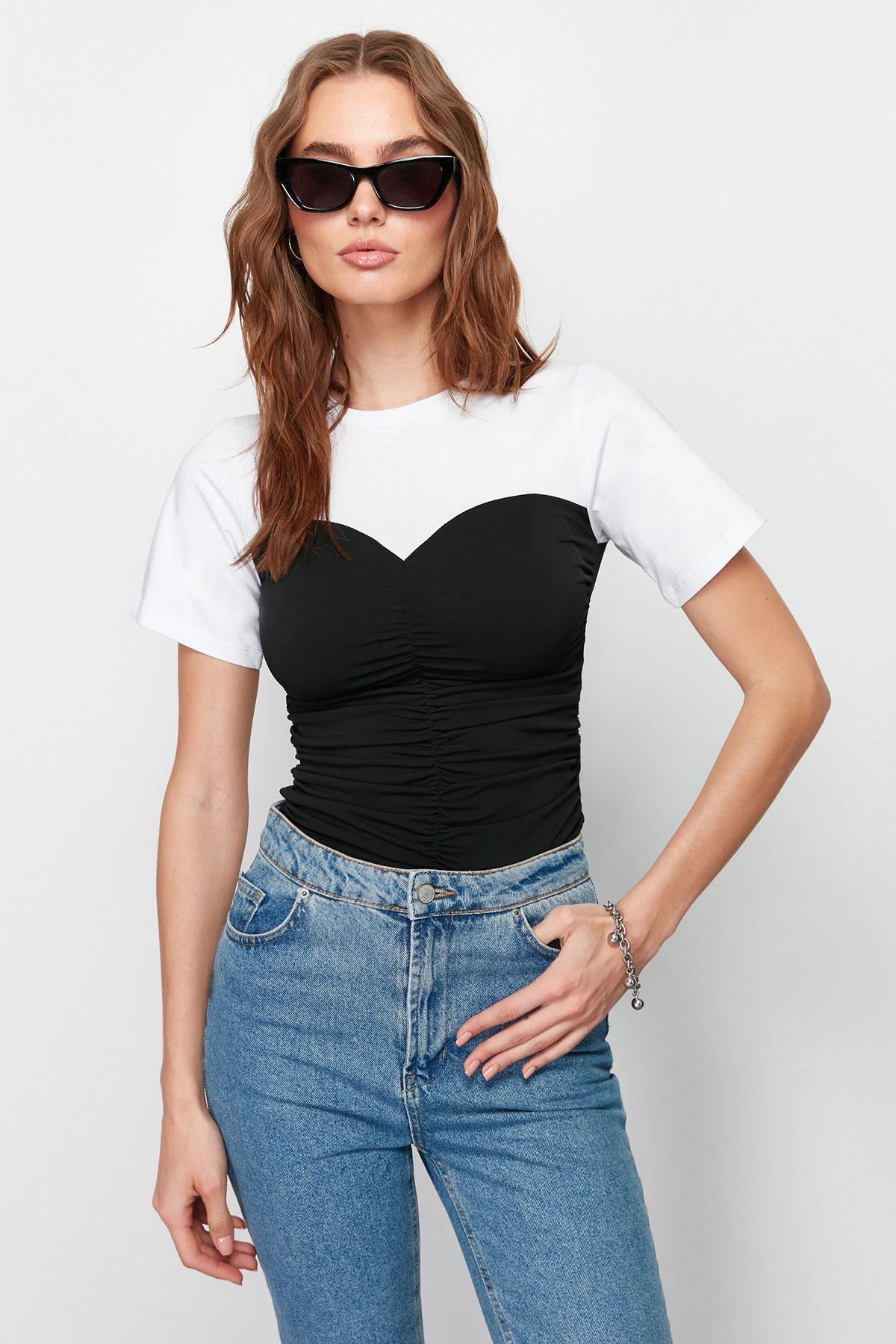 Black Cutout Bralette Blouse, , large image number 1