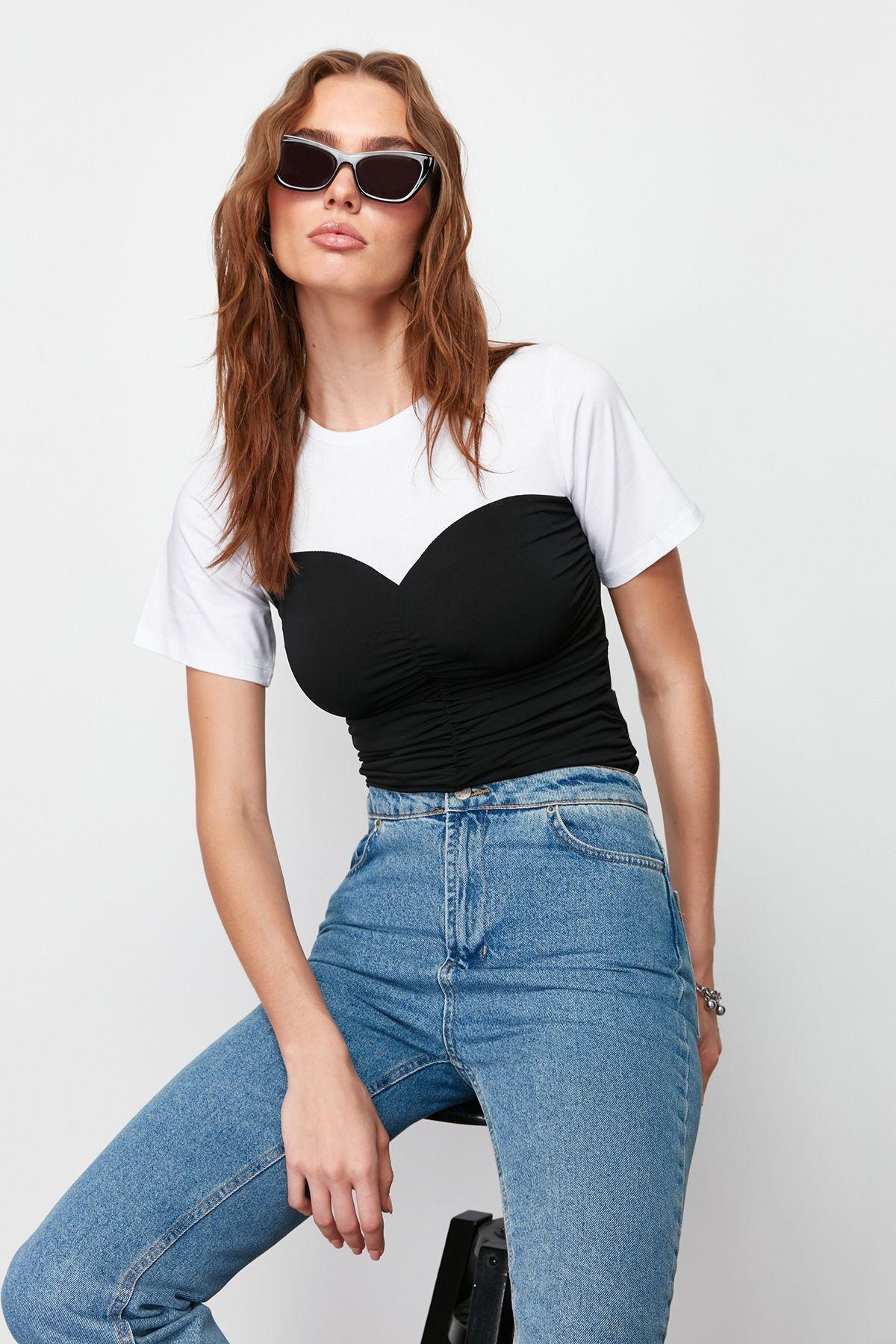 Black Cutout Bralette Blouse, , large image number 3