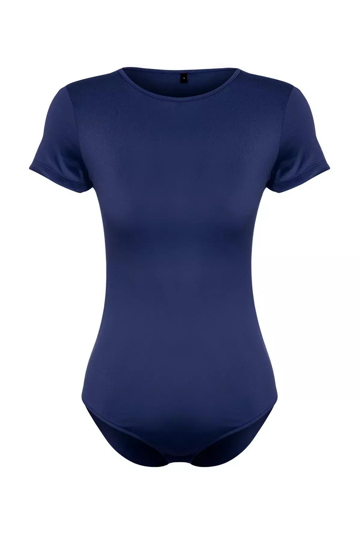 Navy Knitted Bodysuit, Navy blue, large image number 6
