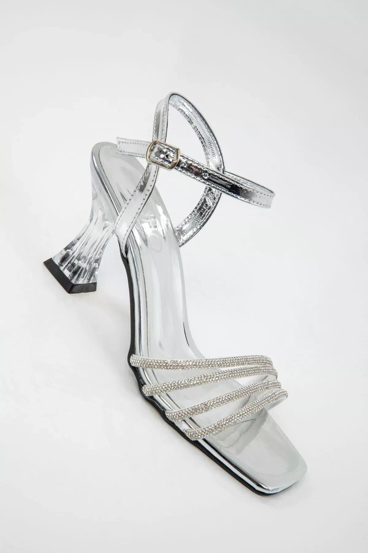 Silver Patent Leather Heeled Shoes, C101_5545, large image number 3