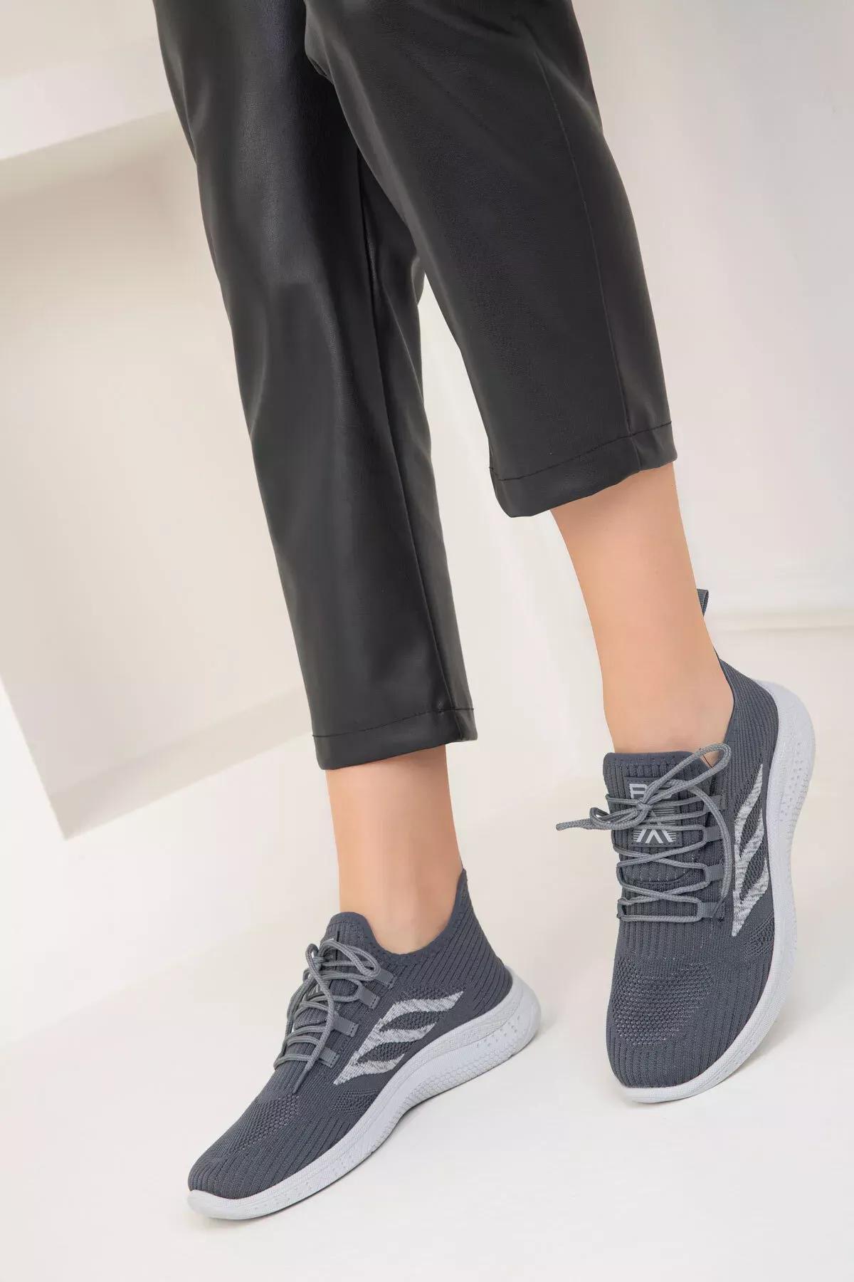 Grey Detailed Sneakers, , large image number 1