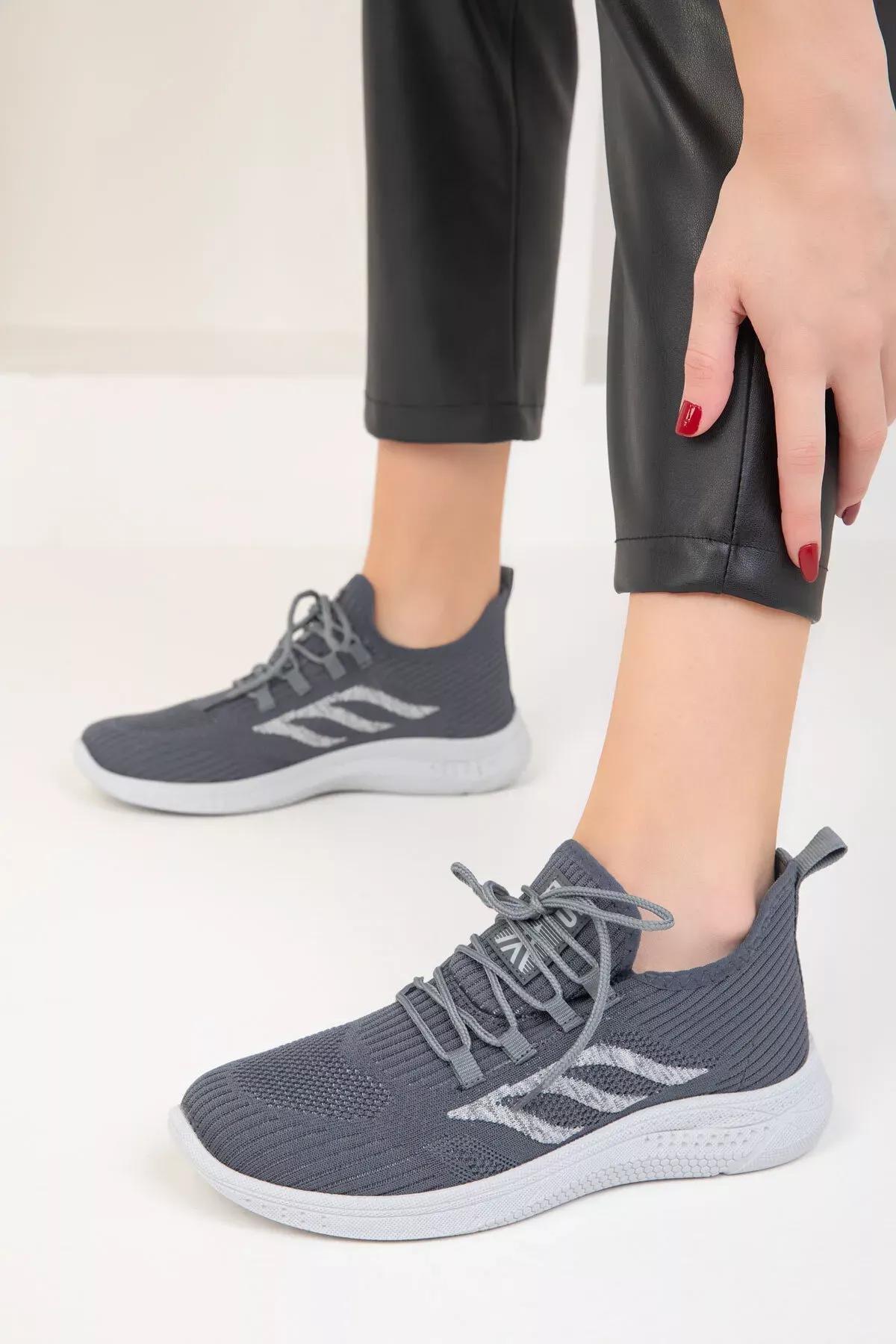Grey Detailed Sneakers, , large image number 3