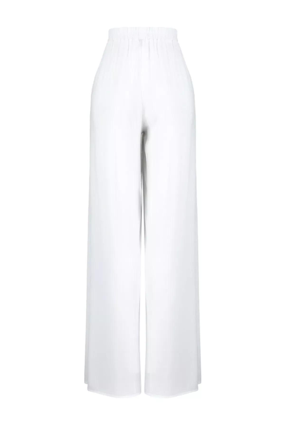 Ecru Woven Slit Detailed Trousers, C101_1635, large image number 5