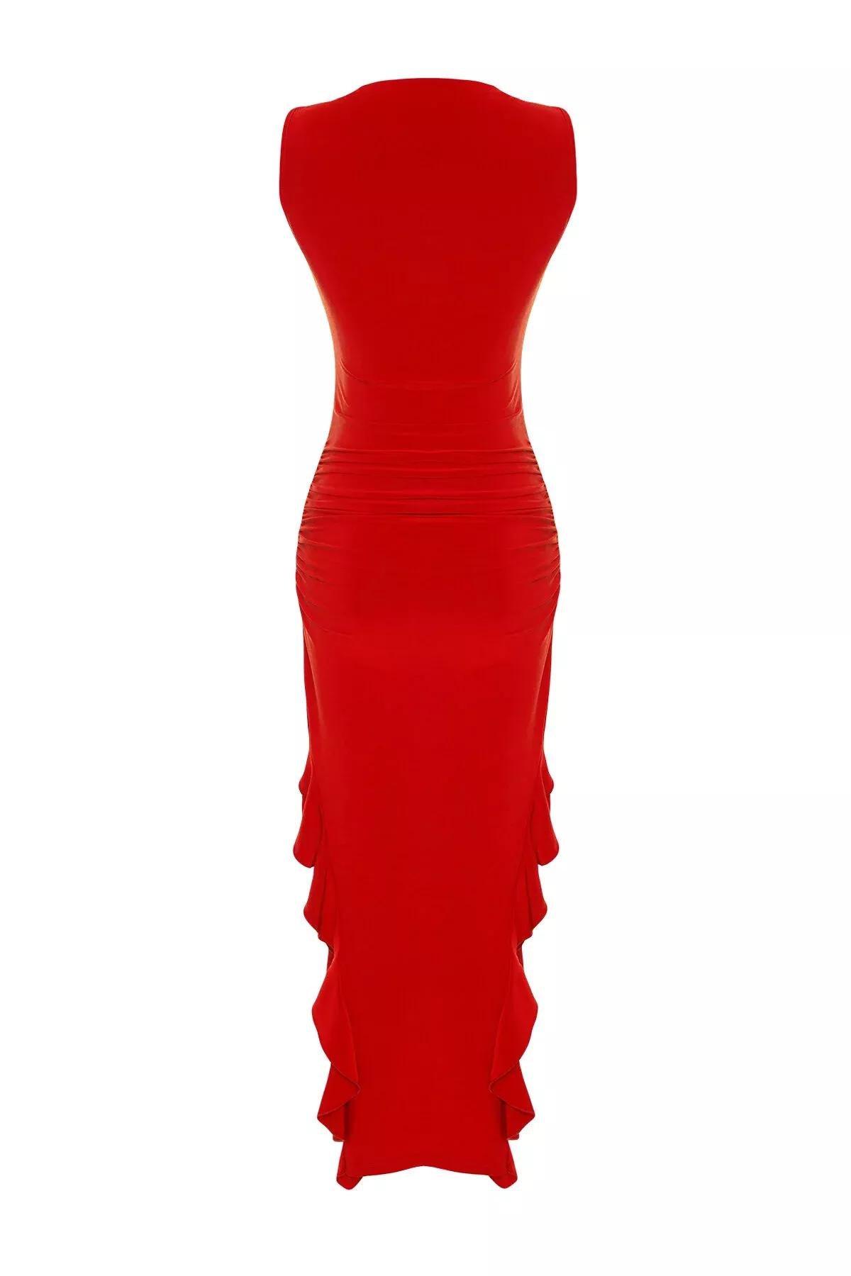Red Bodycon Slit Maxi Pencil Dress, , large image number 6