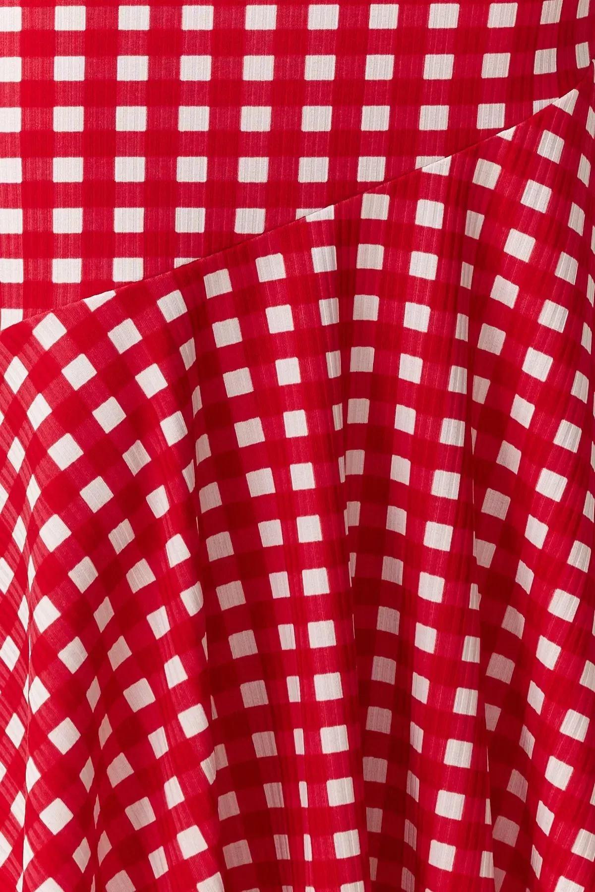 Red Patterned Ribbed Knitted Maxi Dress, C101_5690, large image number 3
