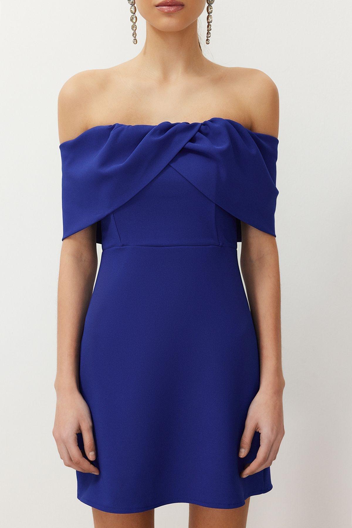 Blue Collared Woven Short Dress, , large image number 3