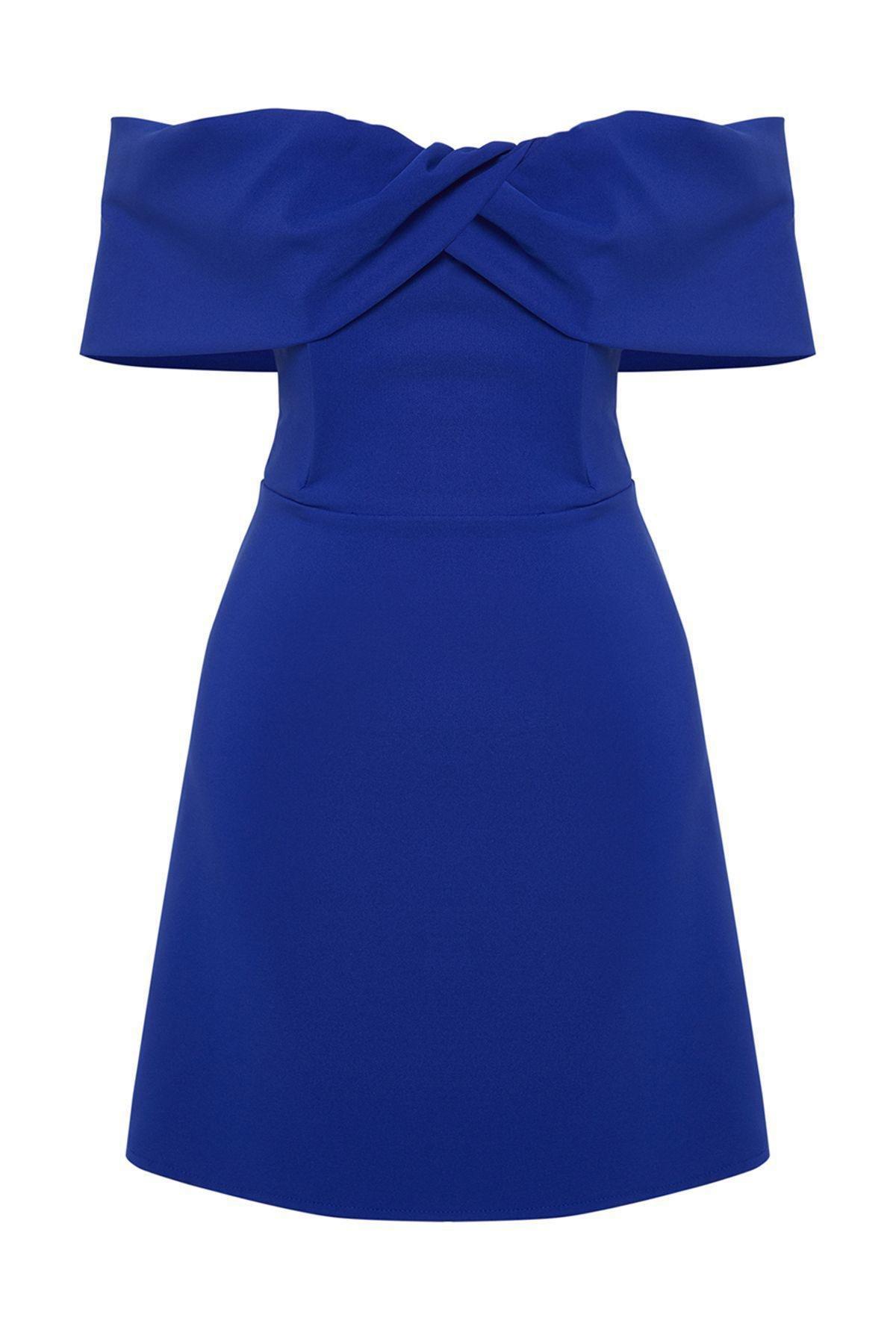 Blue Collared Woven Short Dress, , large image number 5