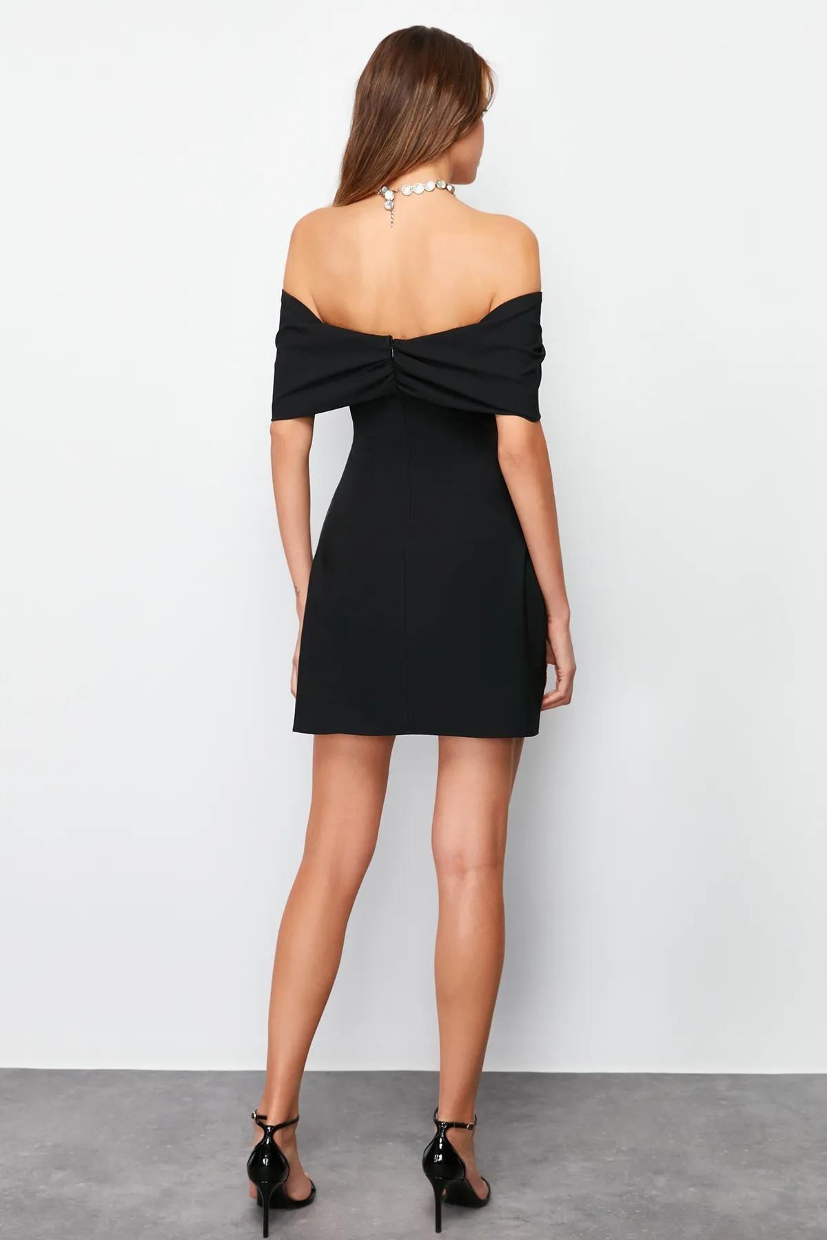 Black Carmen Collar Occasionwear Dress, , large image number 1