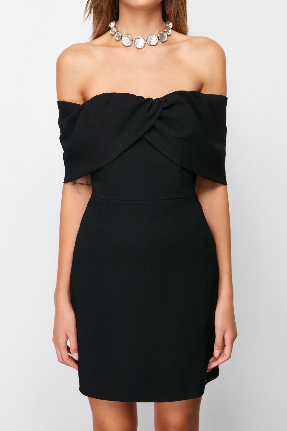 Black Carmen Collar Occasionwear Dress, , large image number 3