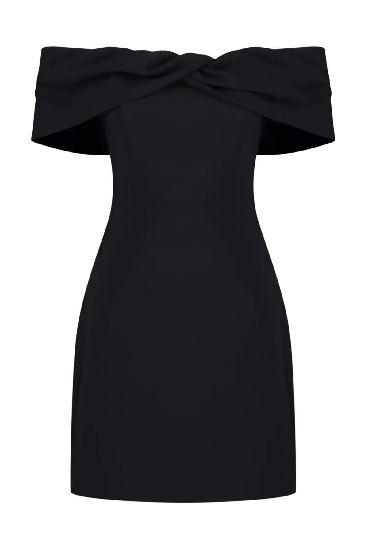 Black Carmen Collar Occasionwear Dress, C101_5720, large image number 5