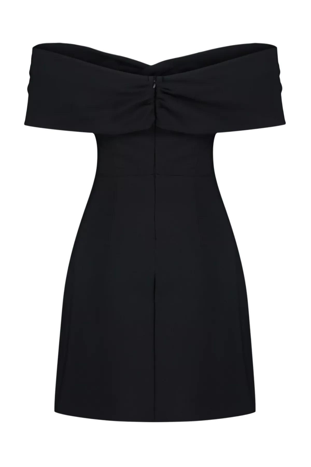 Black Carmen Collar Occasionwear Dress, C101_5720, large image number 6