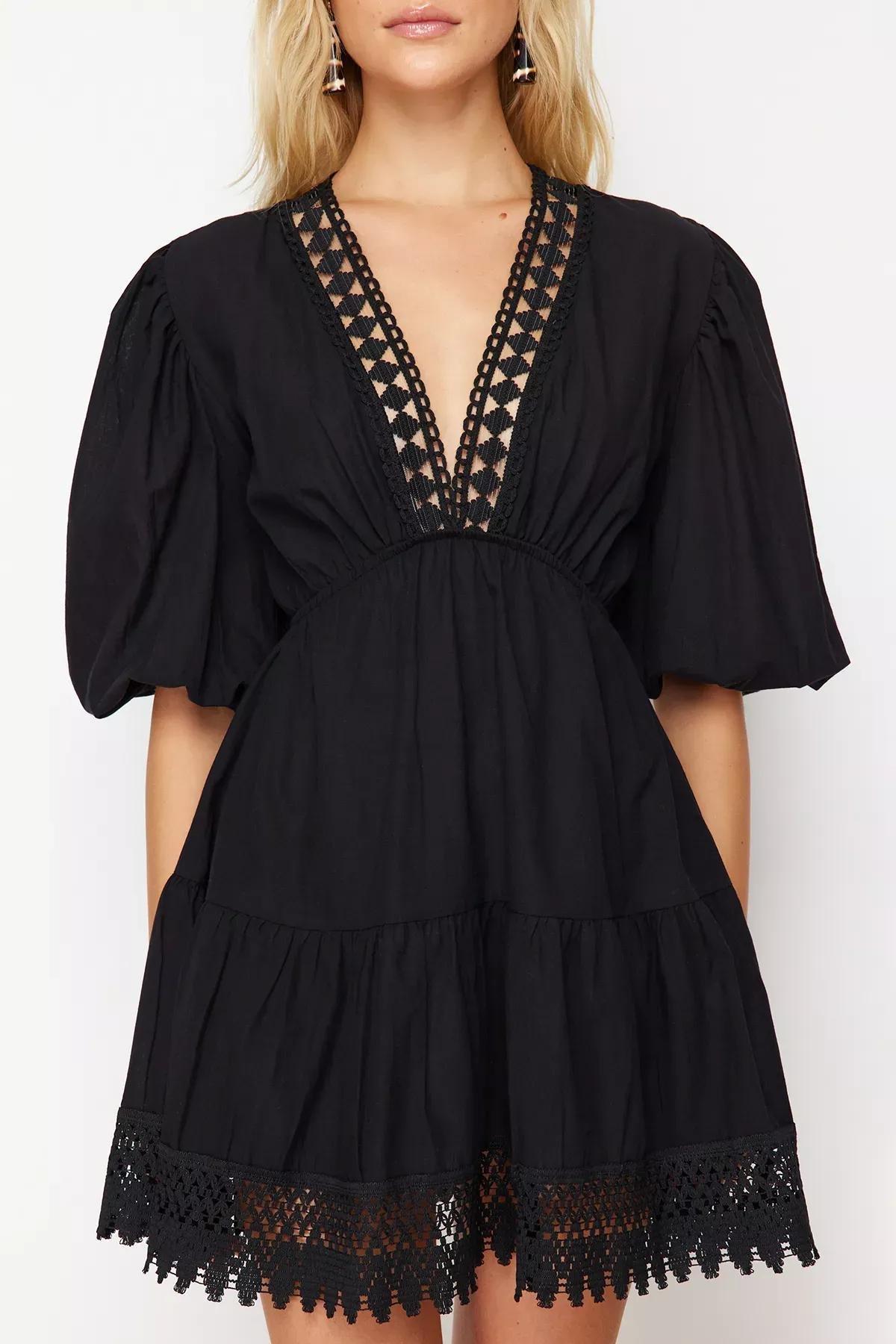 Black Lace Details Mini Dress, C101_2094, large image number 3