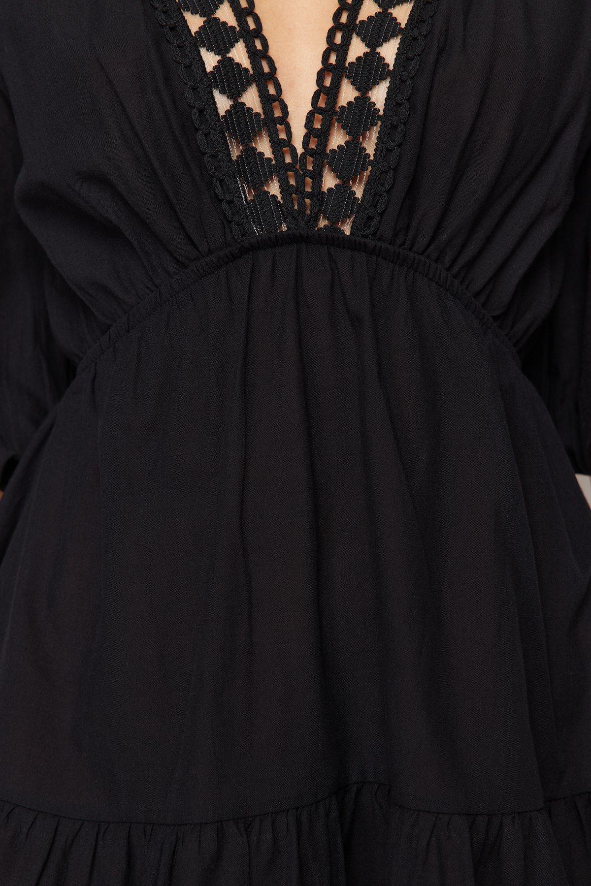 Black Lace Details Mini Dress, , large image number 4