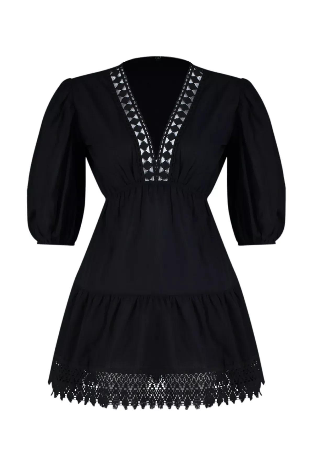 Black Lace Details Mini Dress, C101_2094, large image number 5