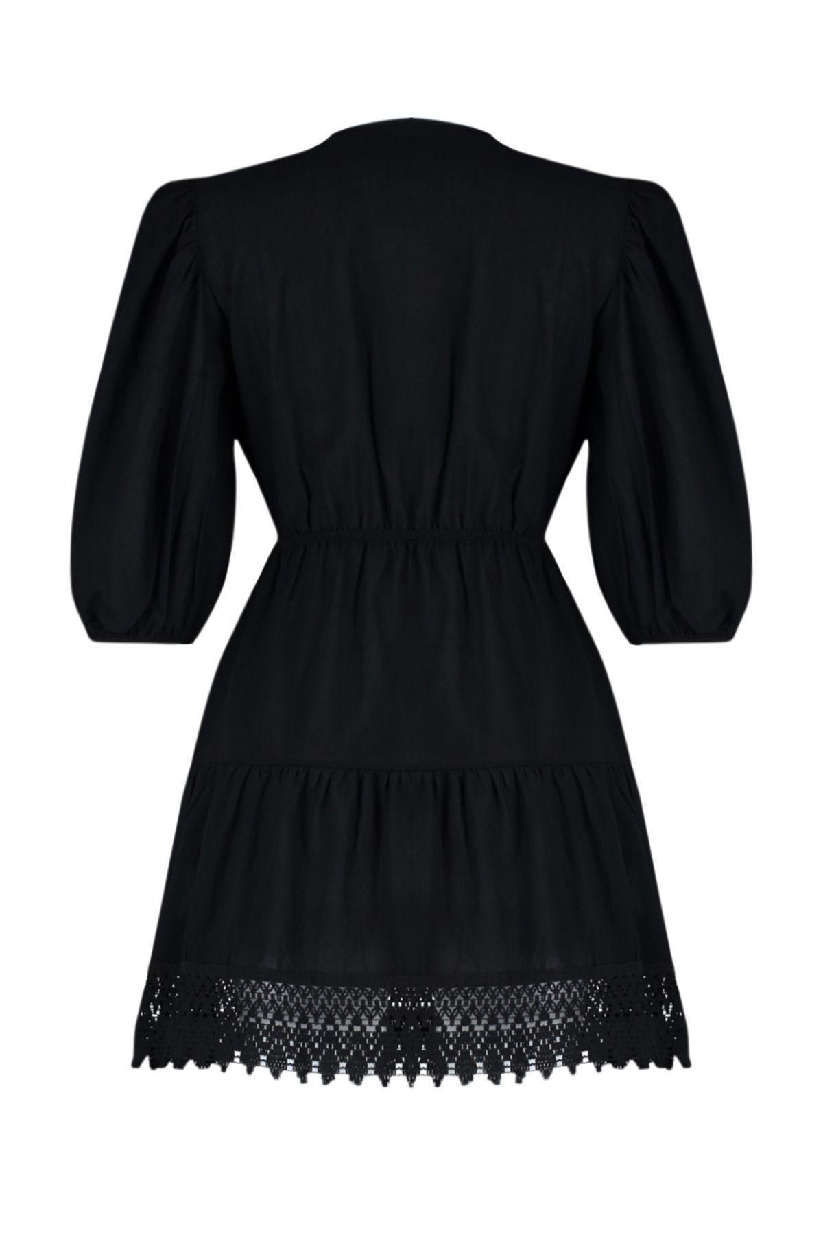 Black Lace Details Mini Dress, , large image number 6