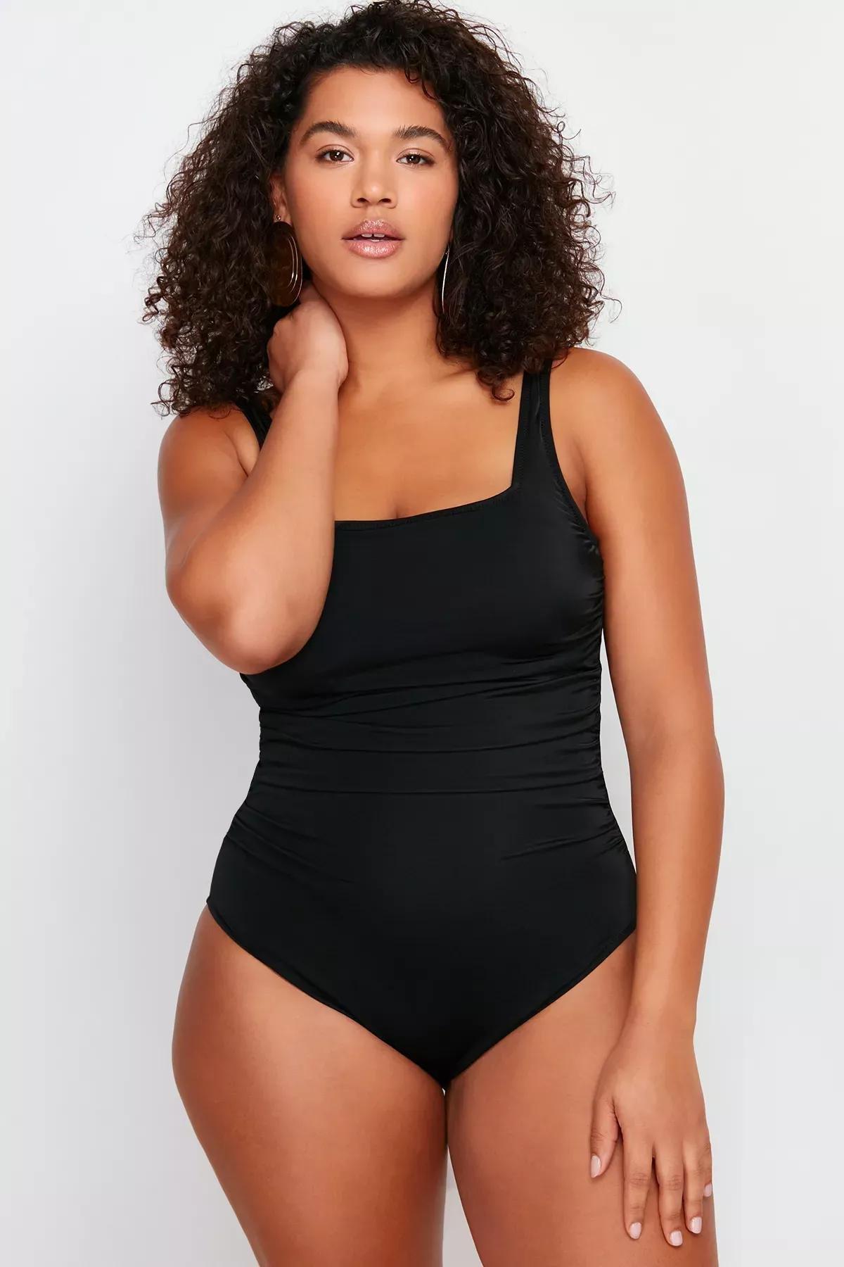 Black Square Collar Swimsuit, C101_5720, large image number 0
