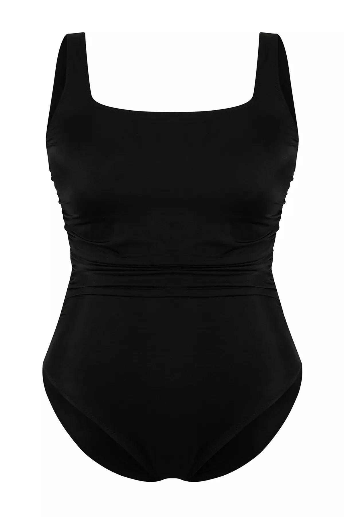 Black Square Collar Swimsuit, C101_5720, large image number 5