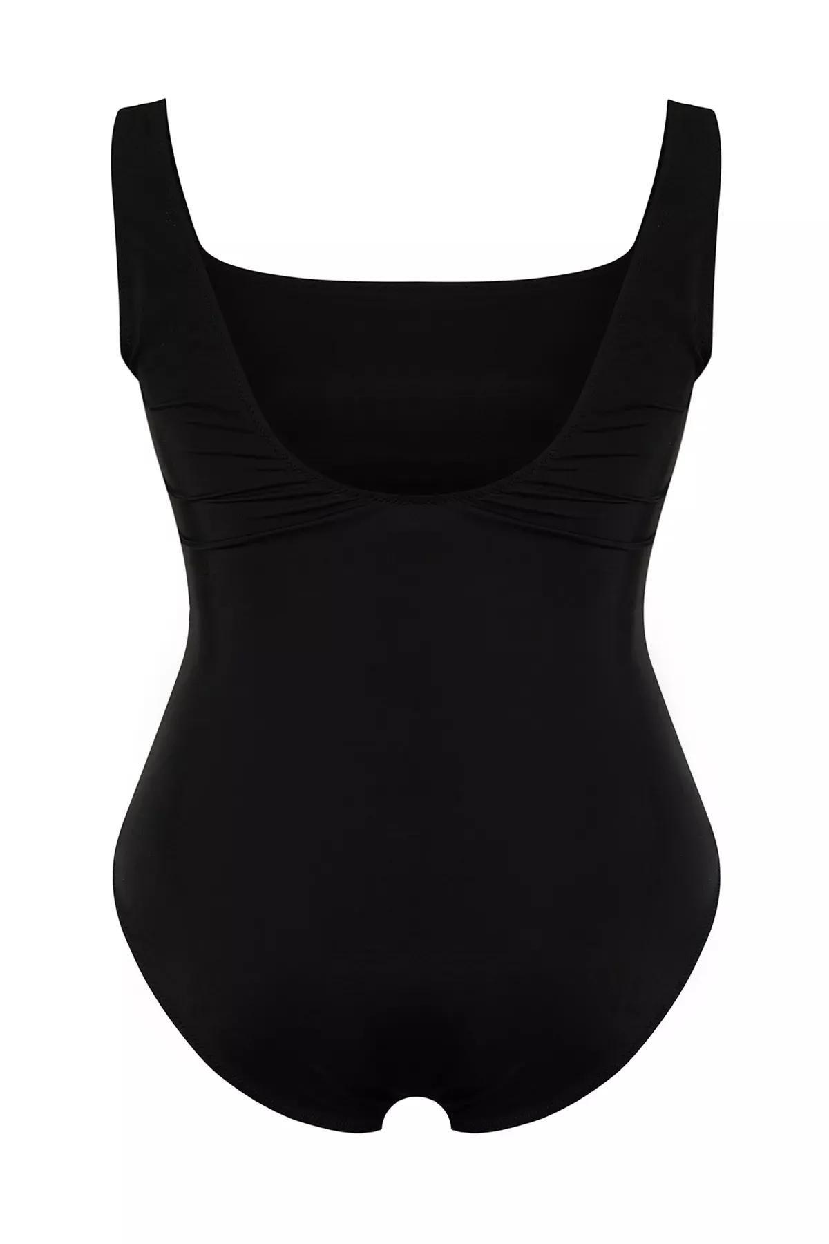 Black Square Collar Swimsuit, C101_5720, large image number 6