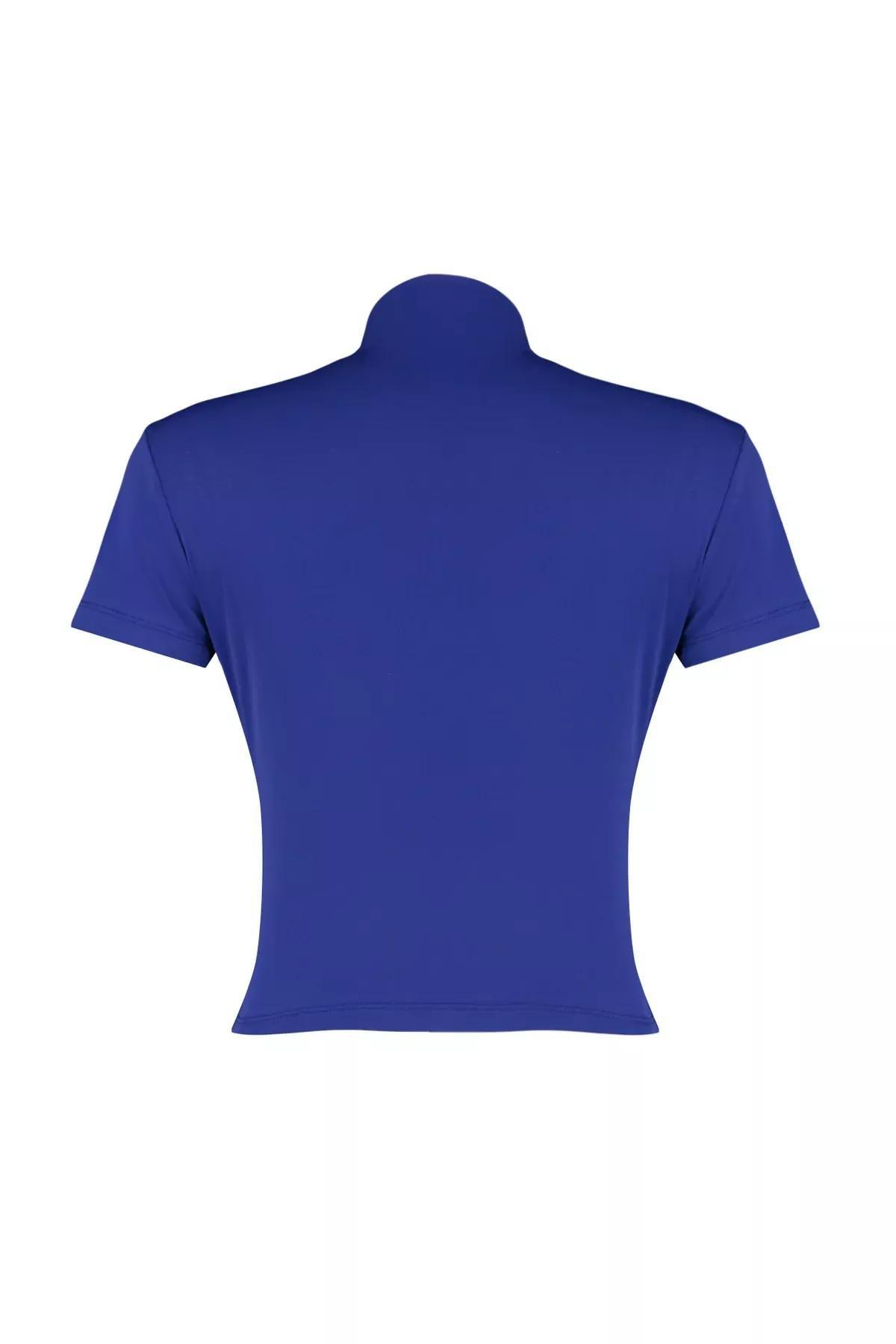 Draped Detailed Casual Blouse, Sax, large image number 6