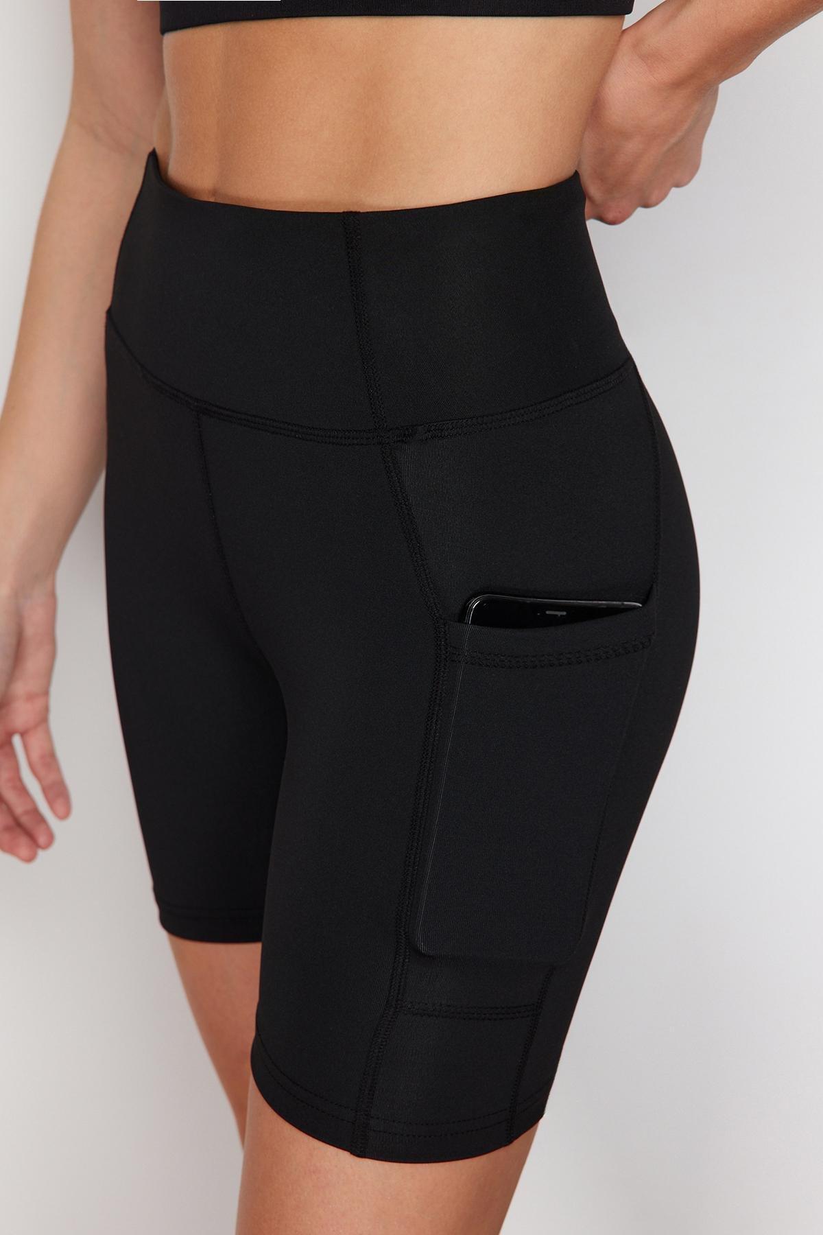 Black Detailed Knitted Sports Leggings, , large image number 0