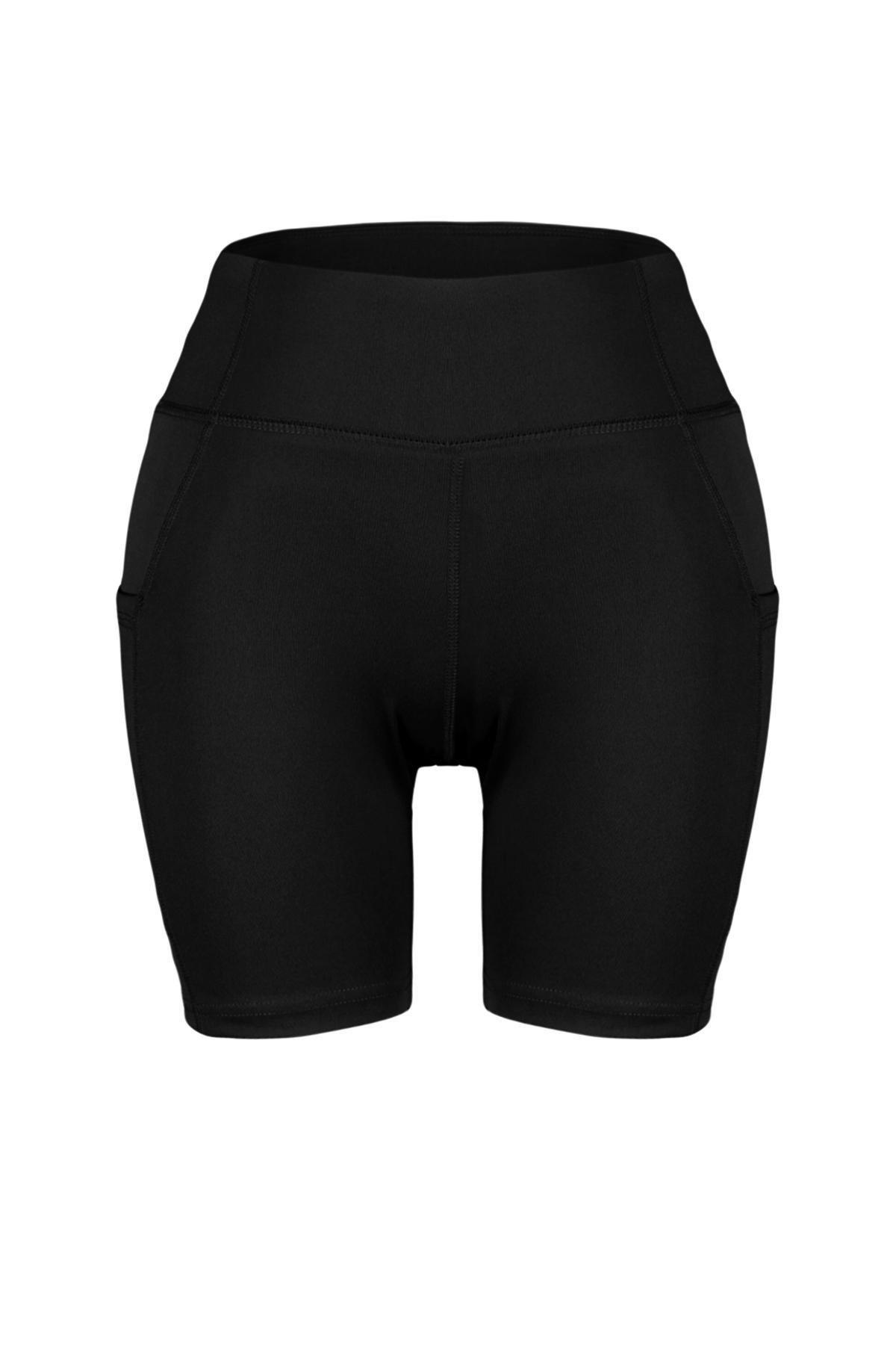 Black Detailed Knitted Sports Leggings, , large image number 6