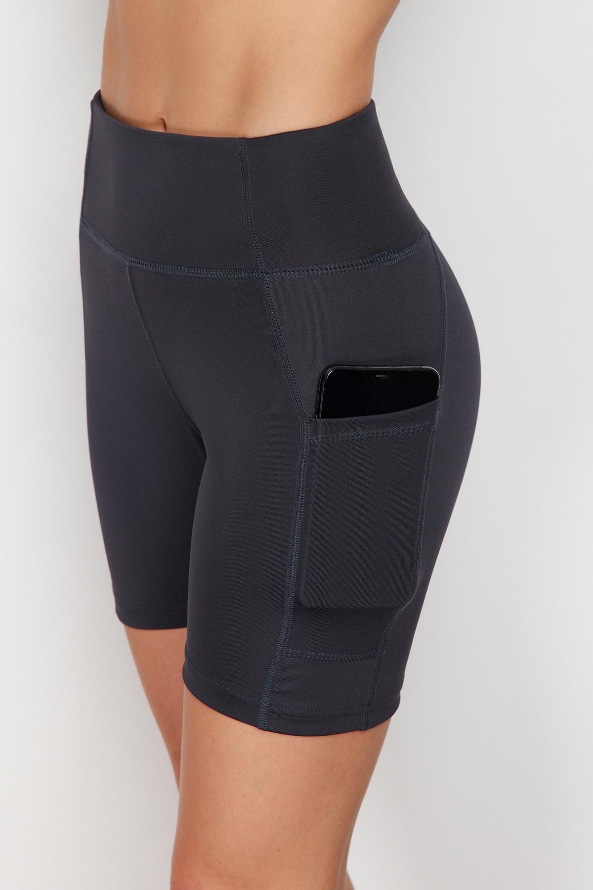 Grey Detailed Knitted Sports Leggings, , large image number 0