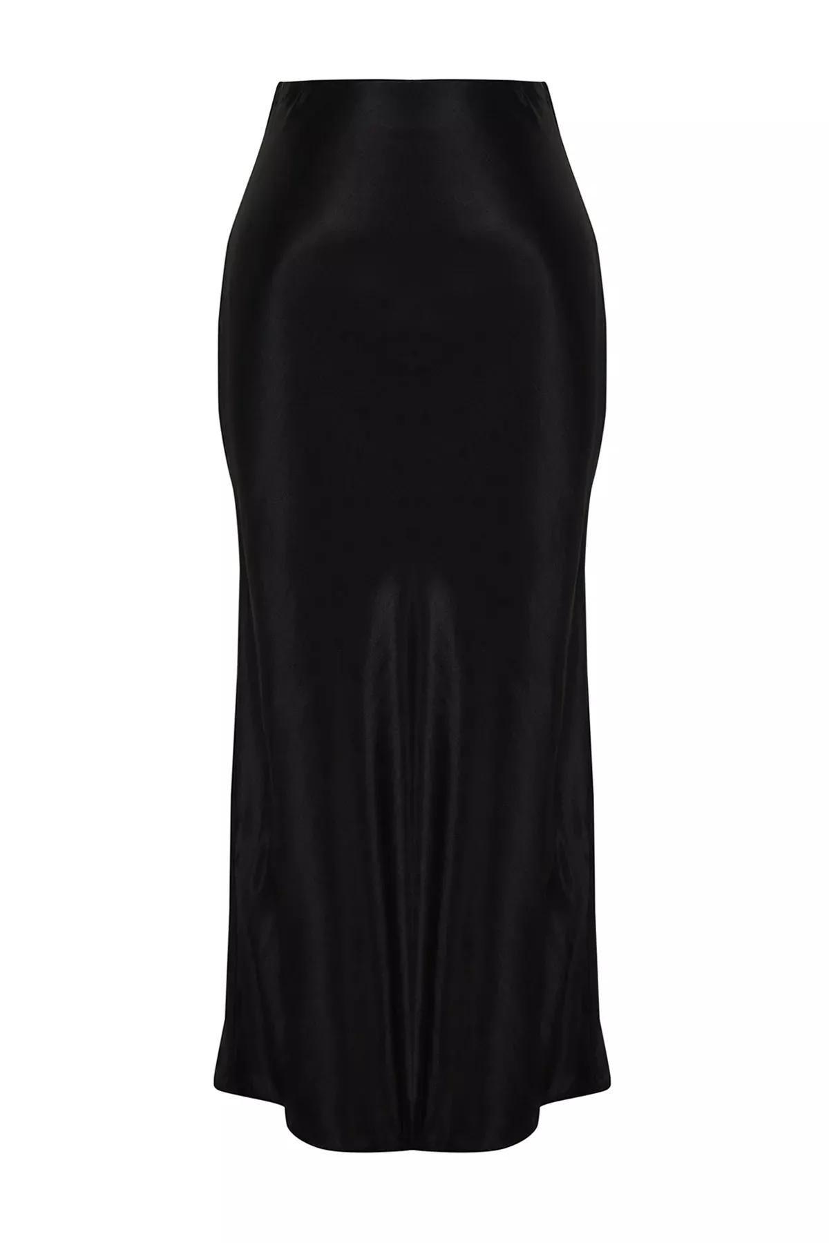 Black Satin Midi Skirt, C101_5720, large image number 5
