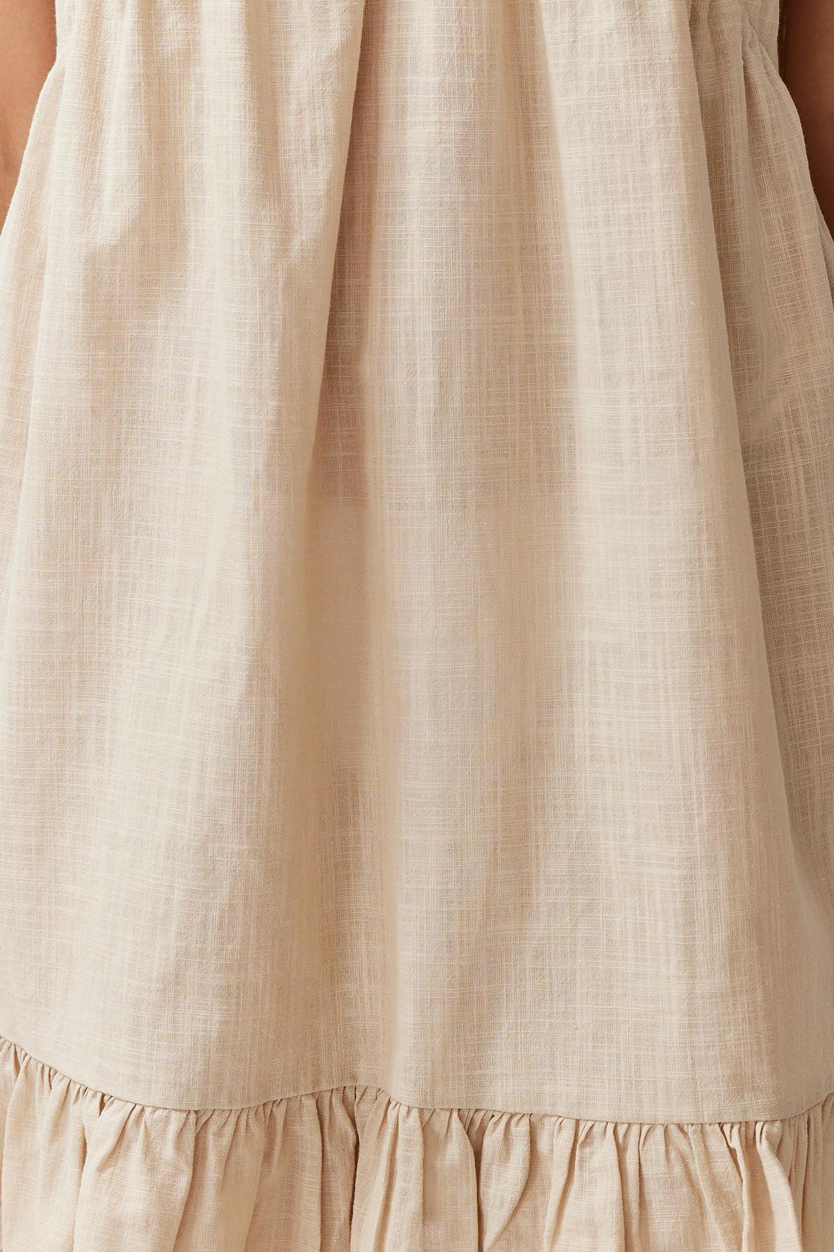 Beige Wide Fit Mini Woven Ruffle Beach Dress TBESS24EL00113, , large image number 2
