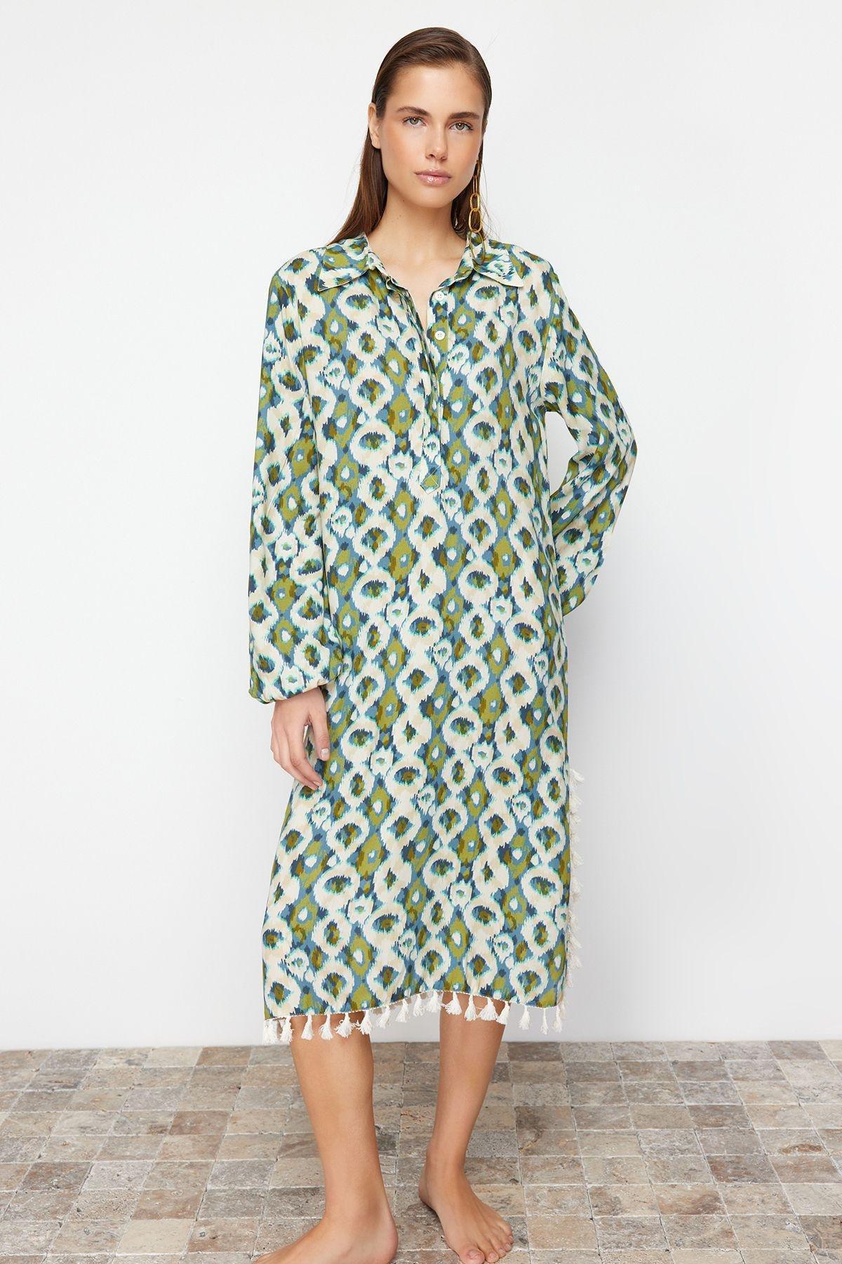 Multicolour Printed Maxi Beach Dress, , medium