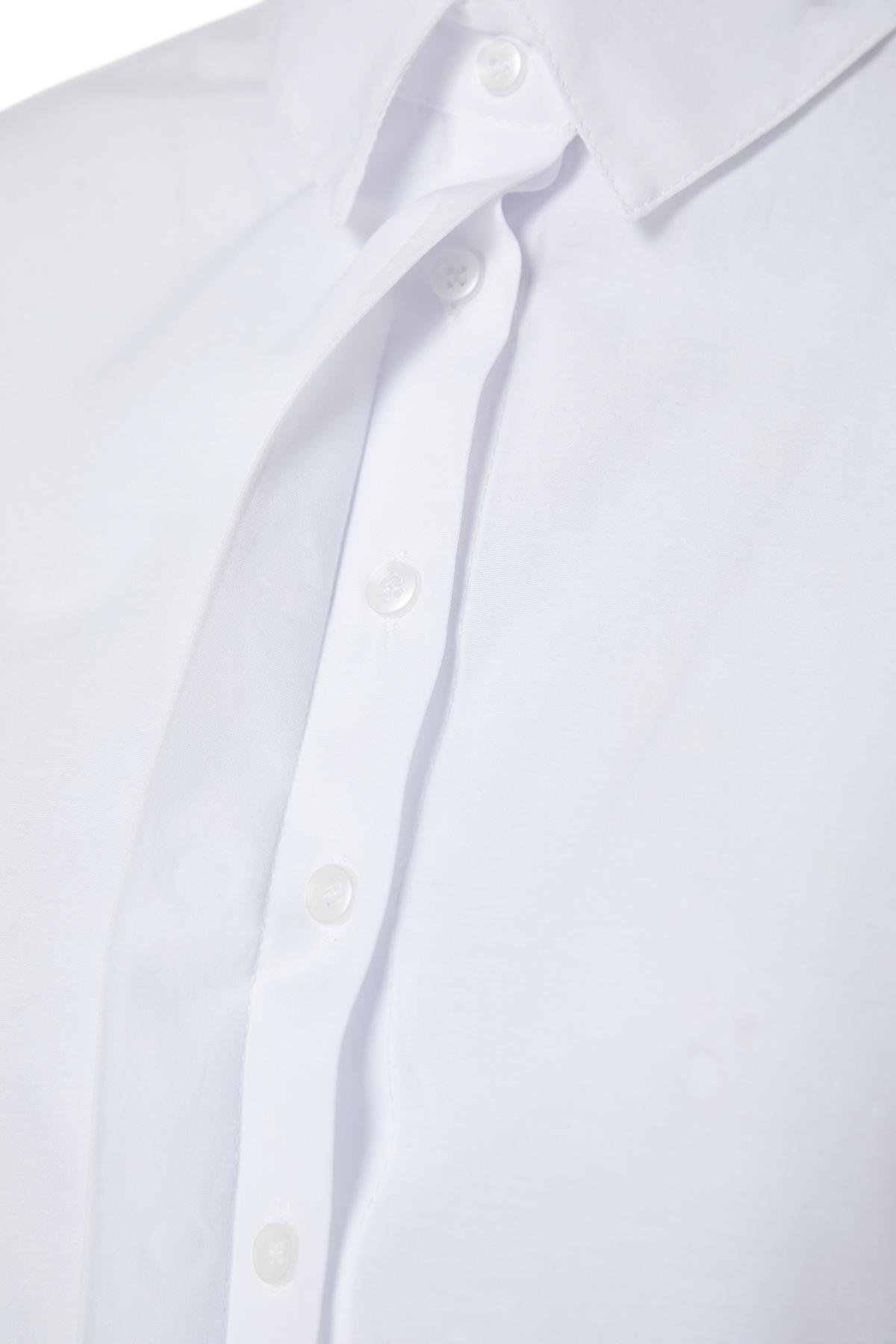 White Decollete Linen Look Shirt, , large image number 6