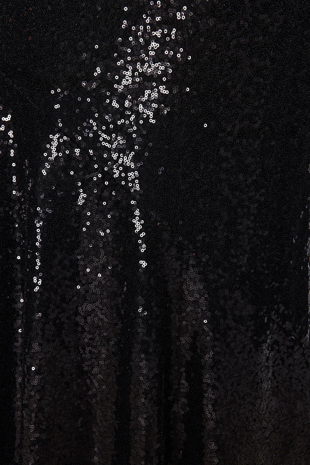 Black Sequined Long Woven Skirt, C101_5720, large image number 4