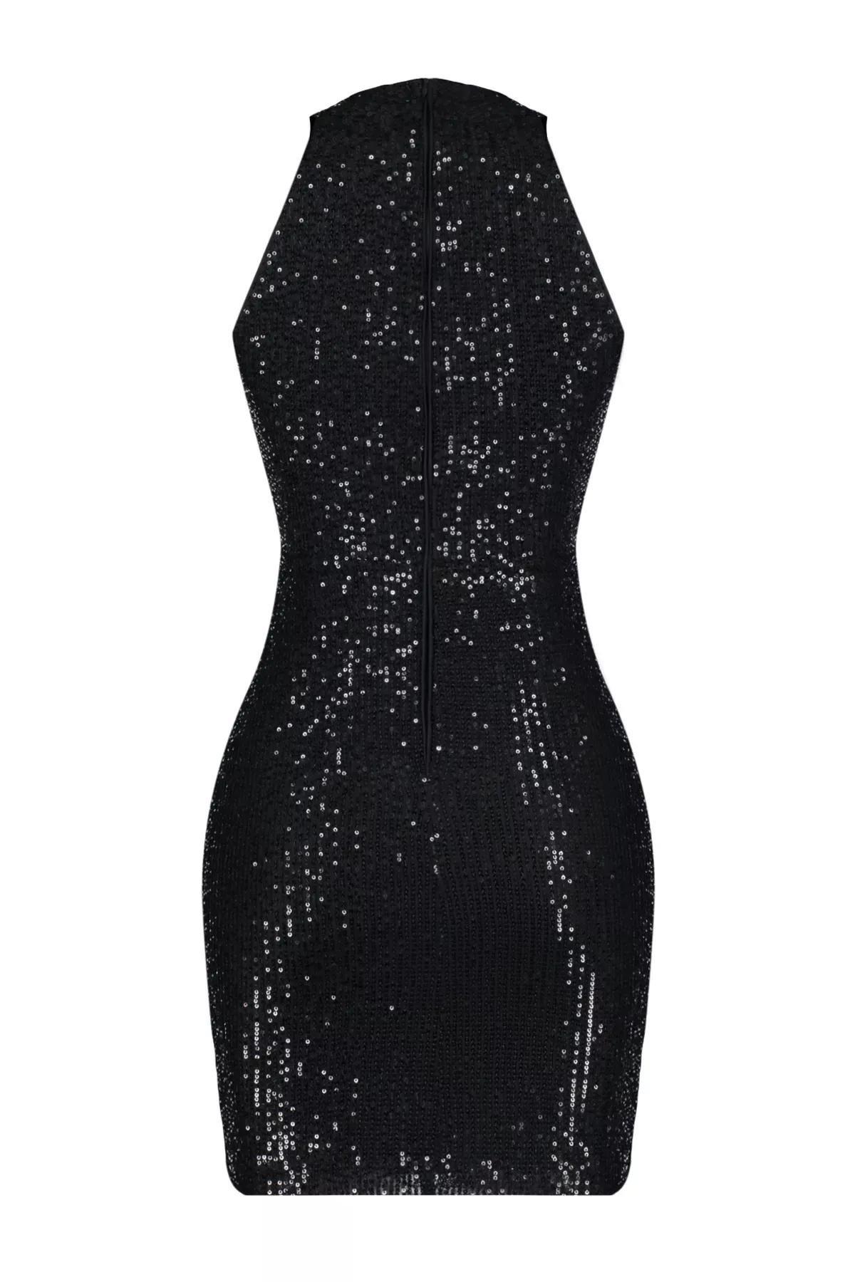Black Sequin Knit Dress, C101_5720, large image number 6