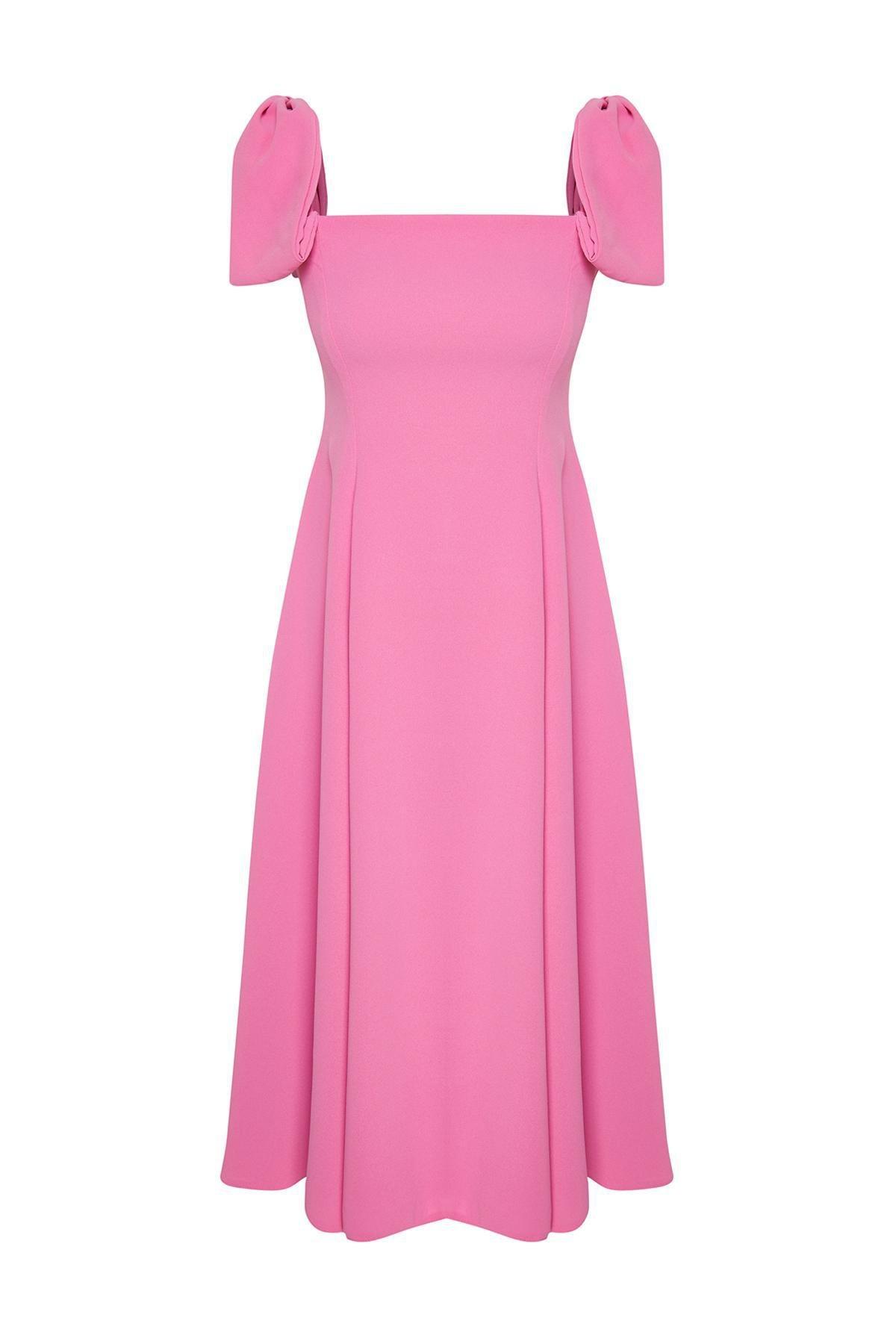 Pink Ballon Sleeve Maxi Dress, , large image number 0