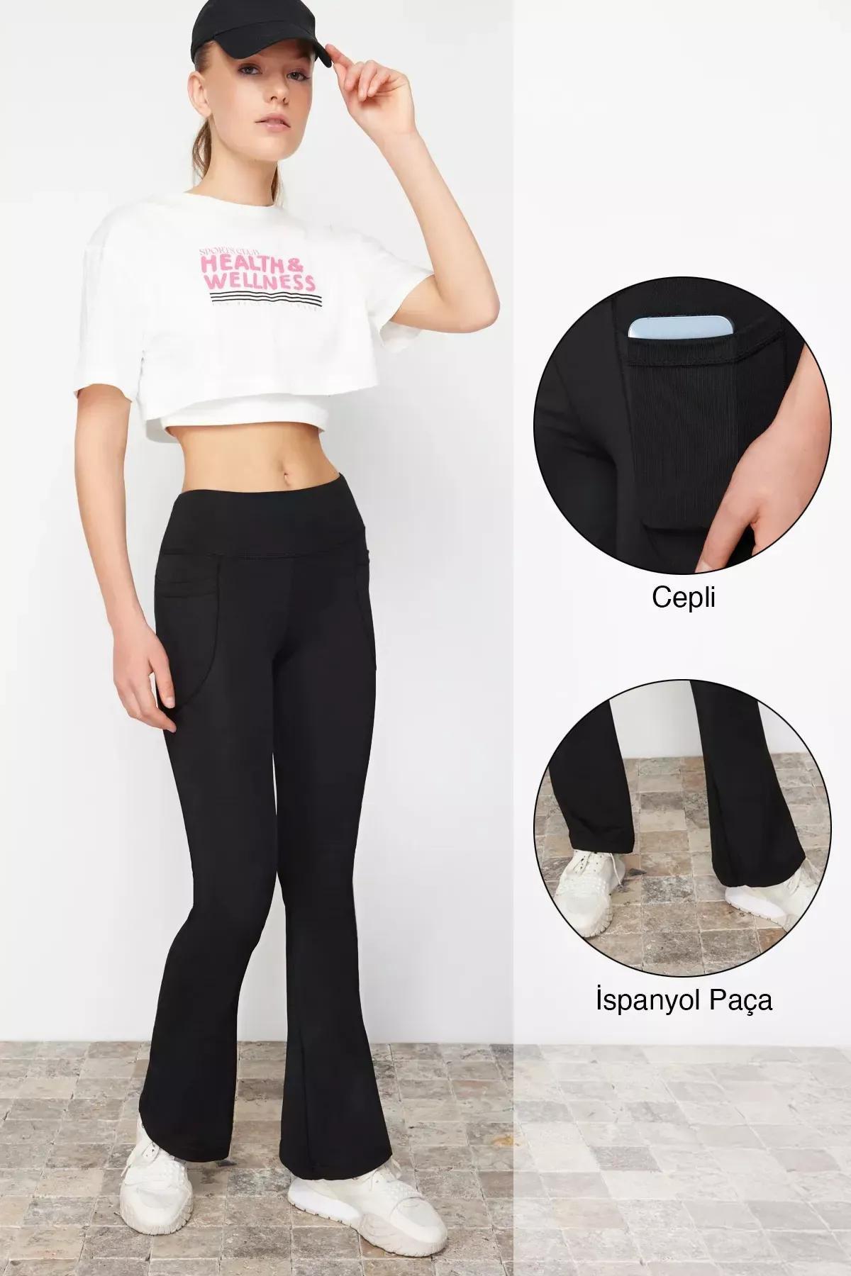 Black Relaxed Cut Flare Leg Knitted Sports Sweatpants, , large image number 1