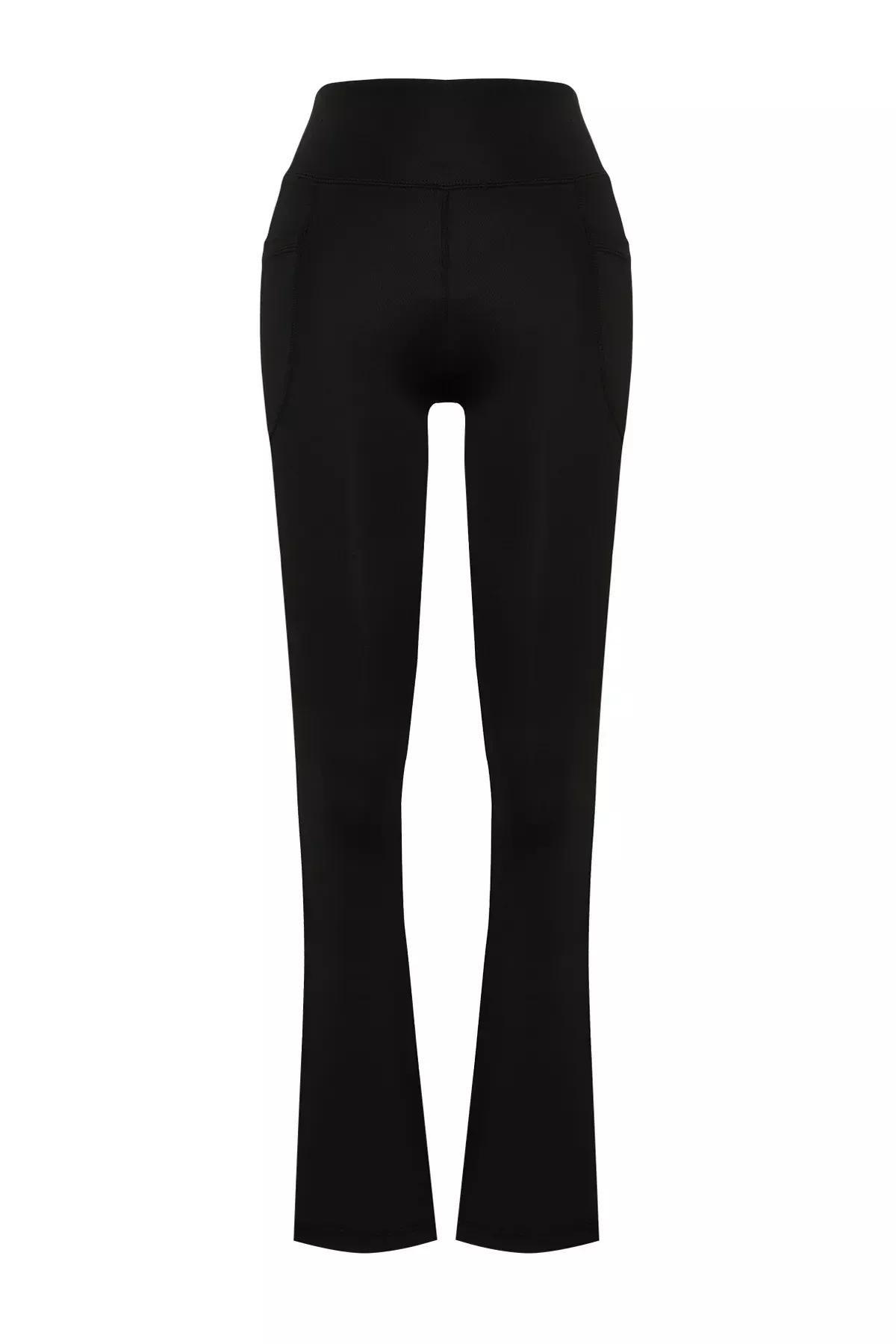 Black Relaxed Cut Flare Leg Knitted Sports Sweatpants, C101_5720, large image number 12