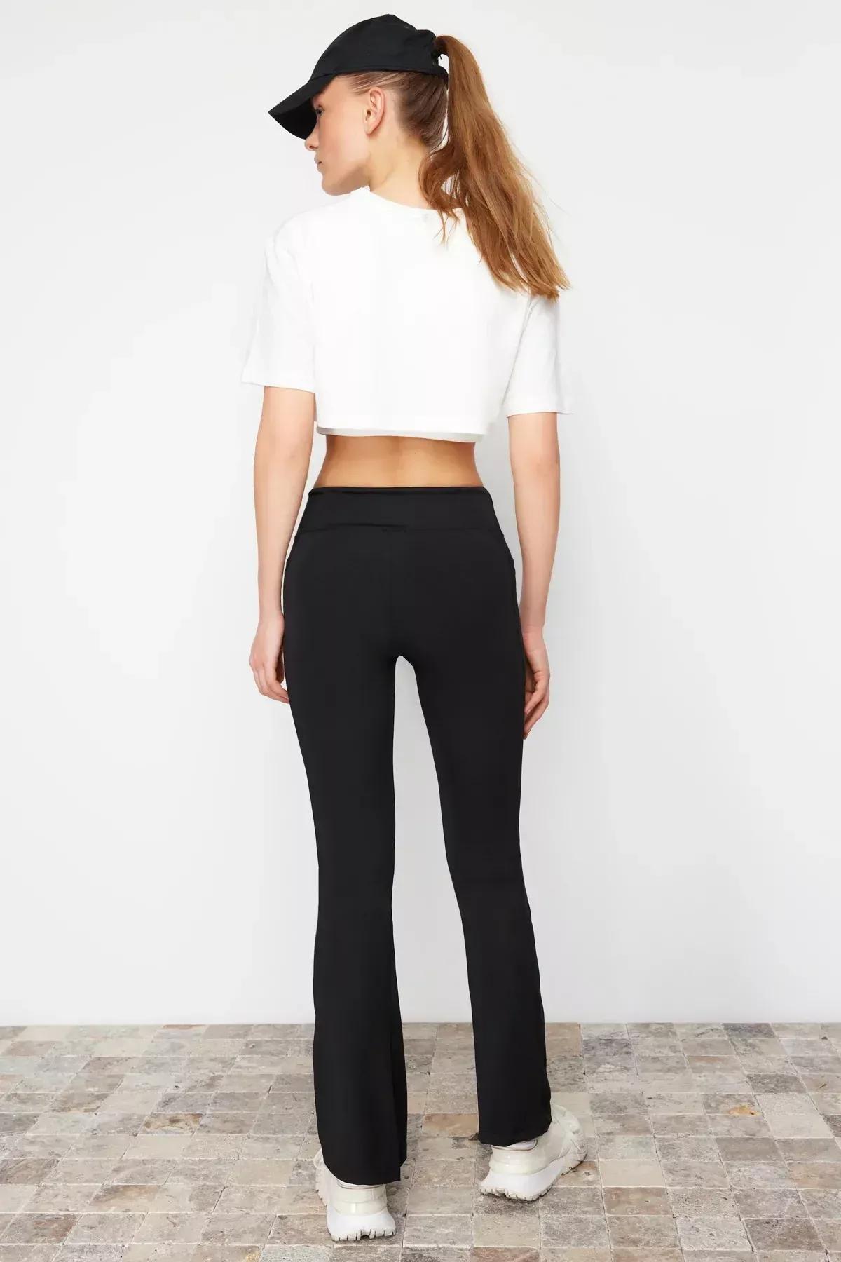 Black Relaxed Cut Flare Leg Knitted Sports Sweatpants, C101_5720, large image number 13