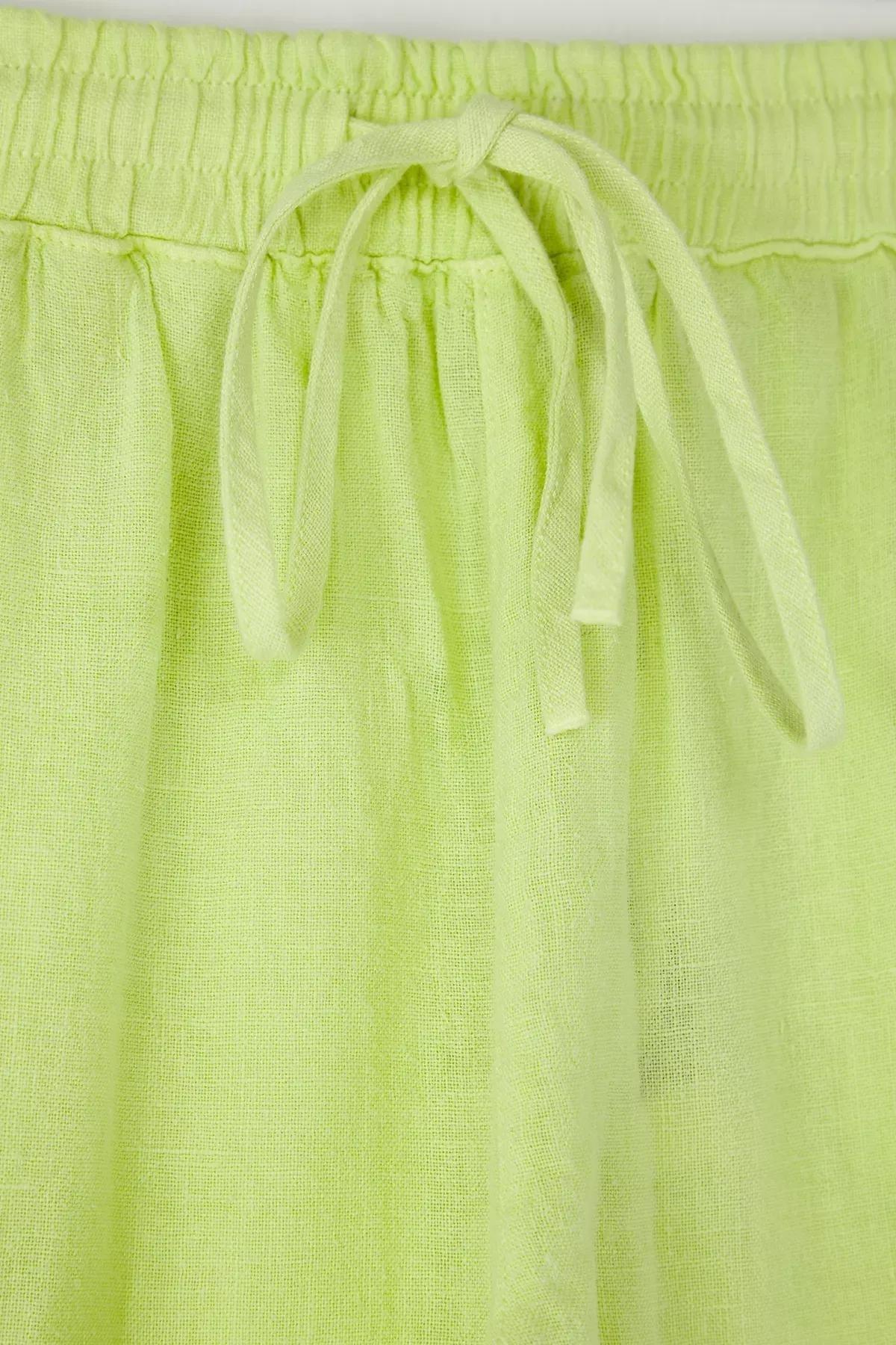Green Linen Wide Leg Trousers, , large image number 2