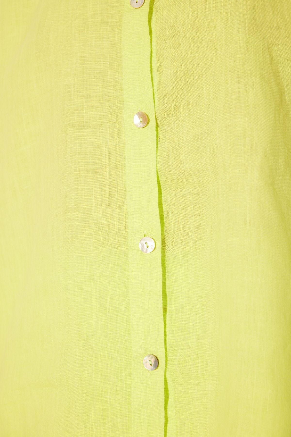 Green Oversized Linen Shirt, , large image number 3