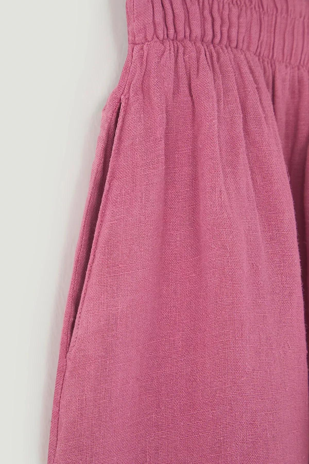 Pale Pink Elastic Midi Skirt, , large image number 1