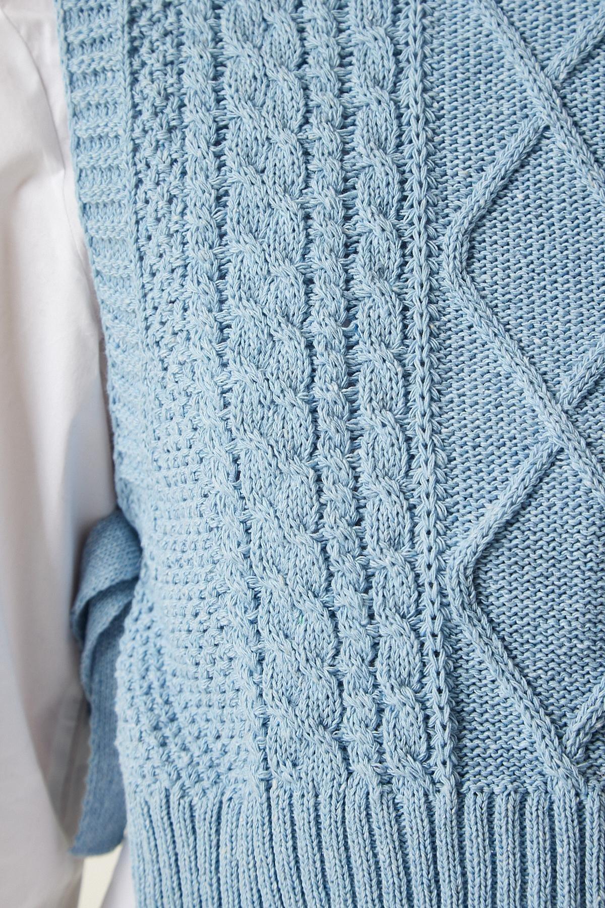 Blue Tied Knitted Sweater, SKY BLUE, large image number 7