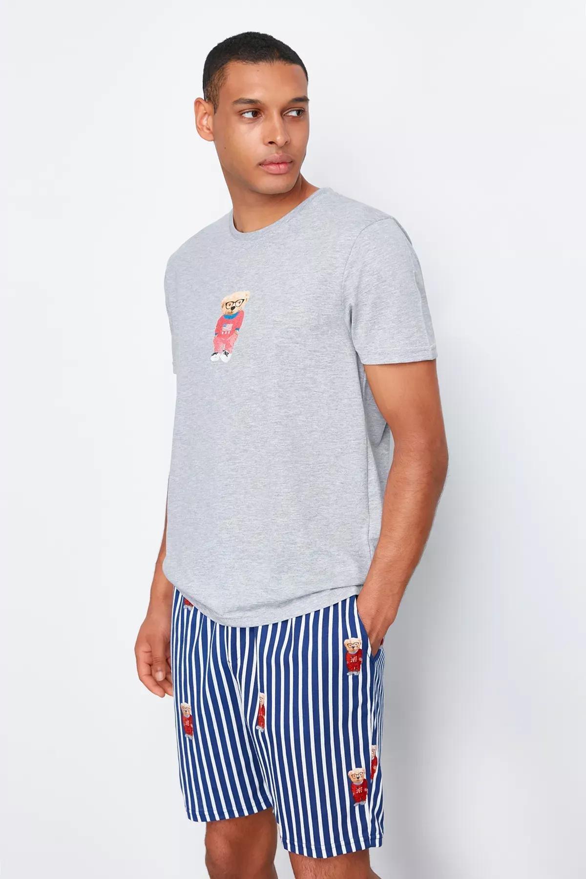 Grey Fit Printed Pajama Set, , large image number 2