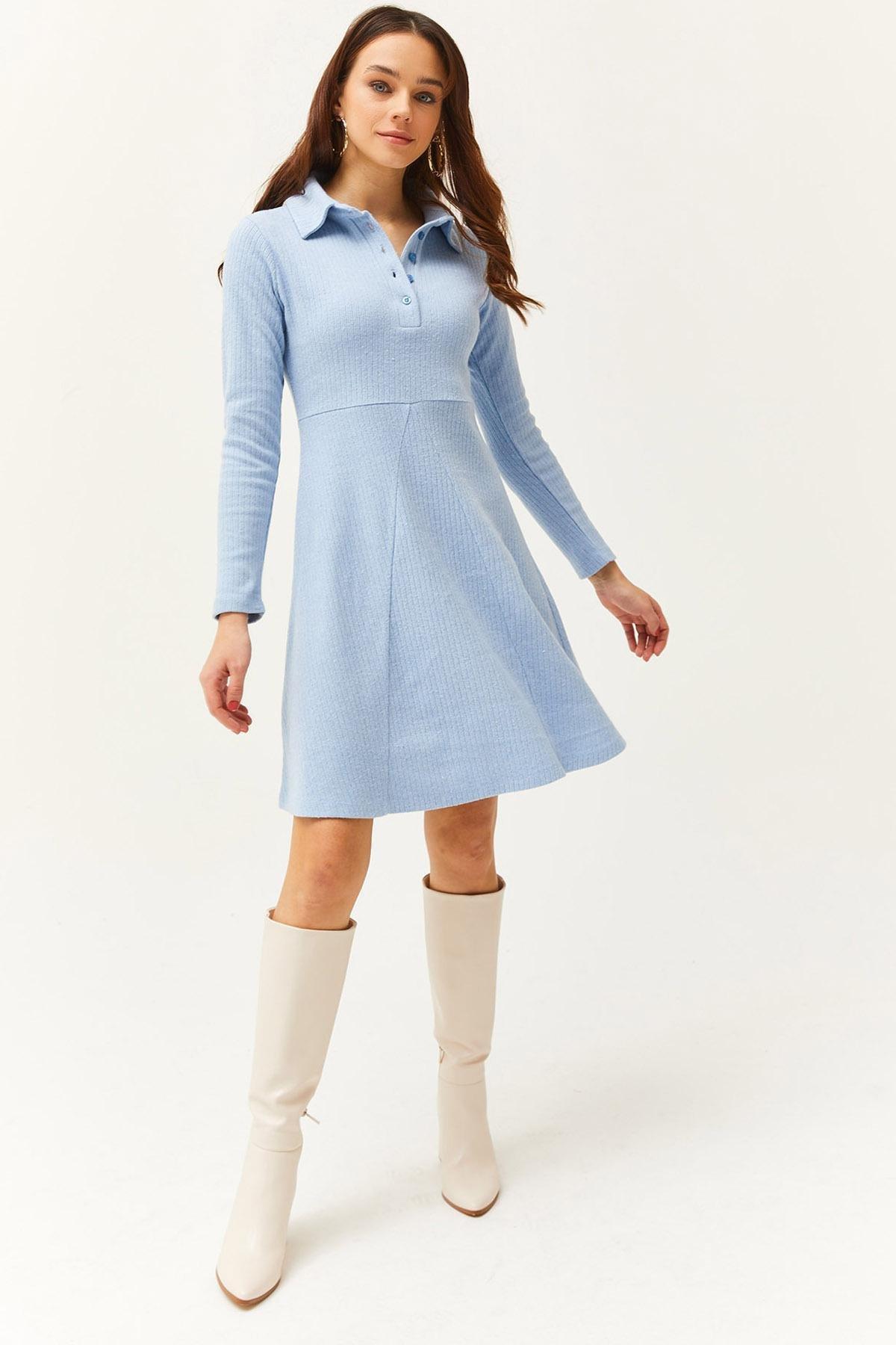 Blue Textured Shirt Dress, , large image number 0