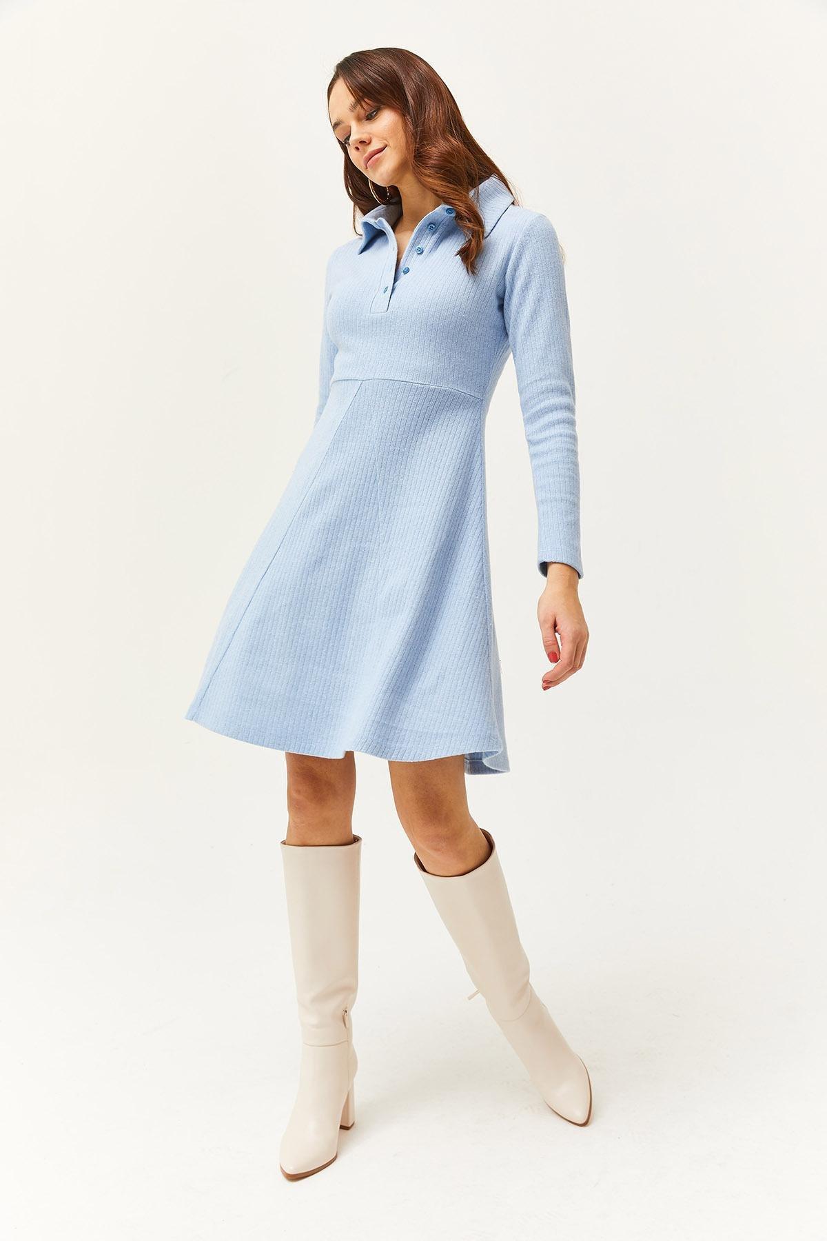 Blue Textured Shirt Dress, , large image number 2
