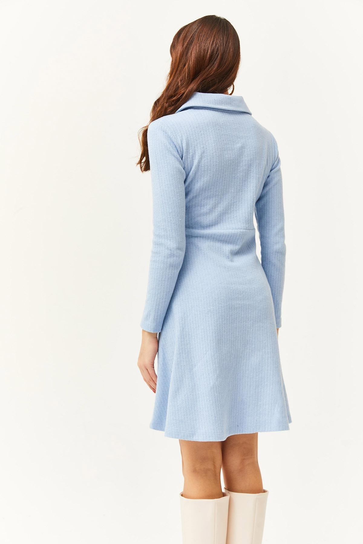 Blue Textured Shirt Dress, , large image number 3