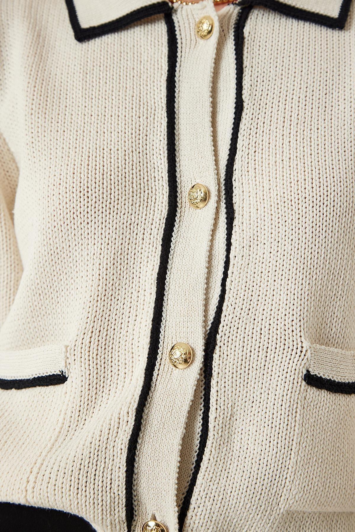 Cream Pocket Polo Neck Seasonal Blouse, Cream, large image number 3