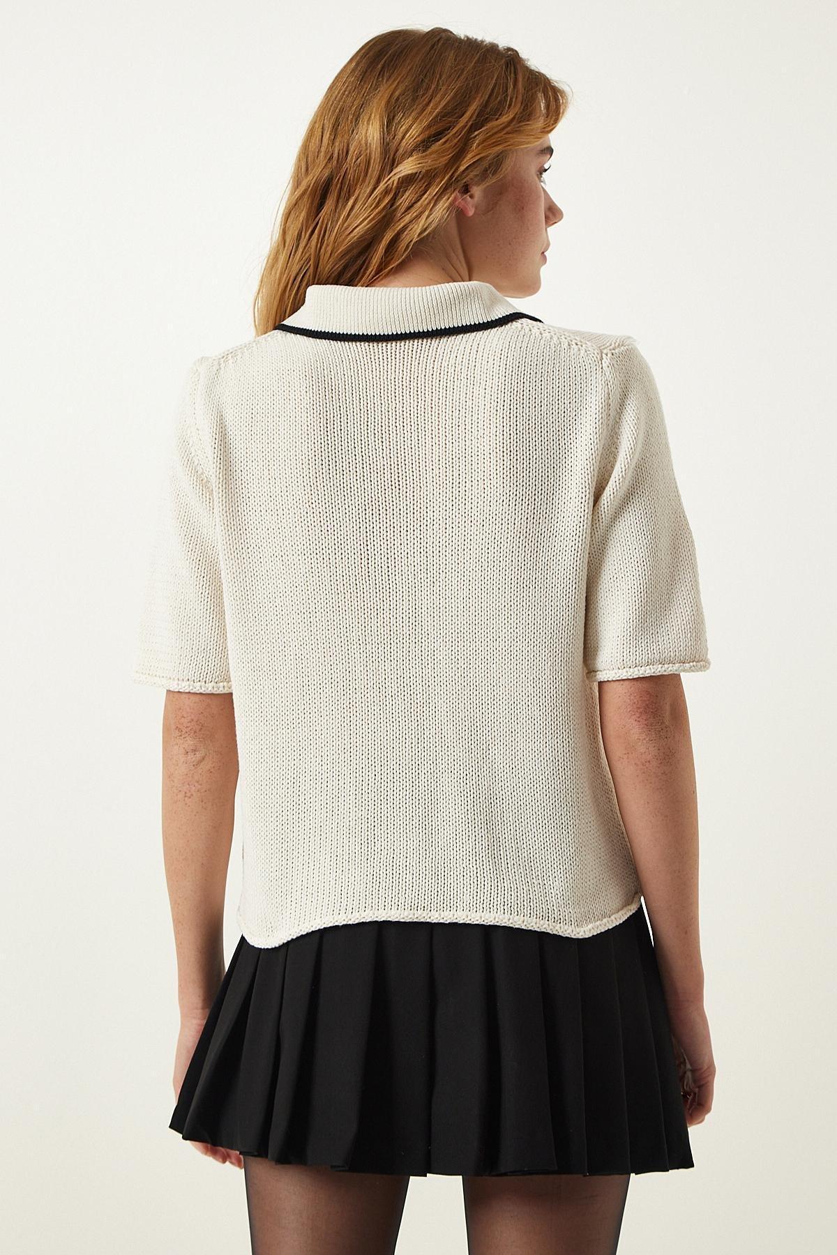 Cream Pocket Polo Neck Seasonal Blouse, Cream, large image number 4