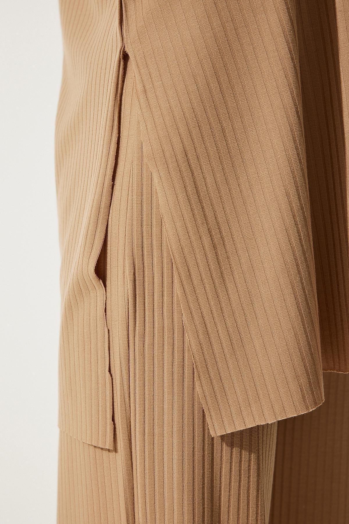Beige Ribbed Knitted Co-Ord Set, BISCUIT, large image number 4