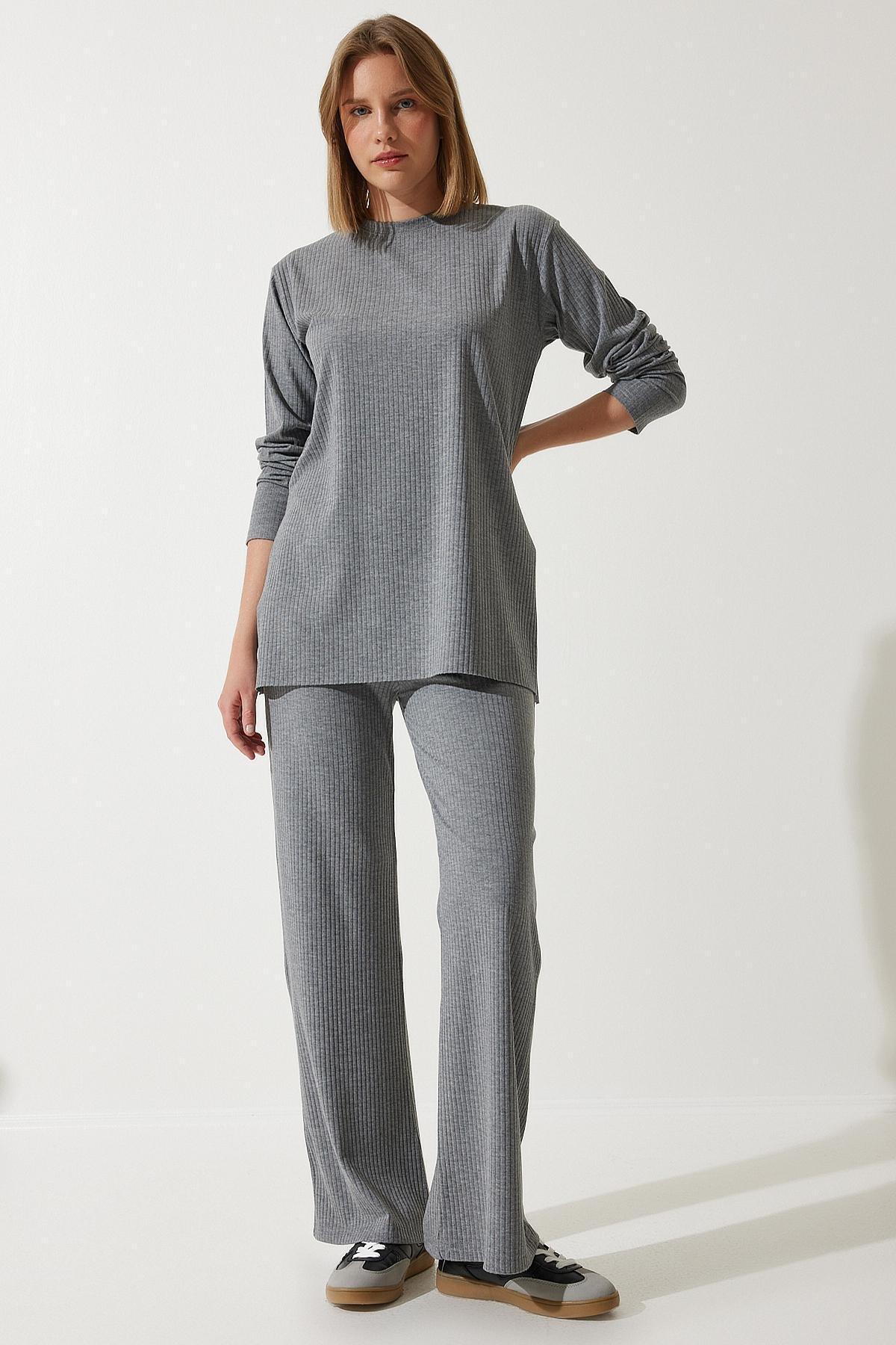 Grey Ribbed Knitted Co-Ord Set, , large image number 0