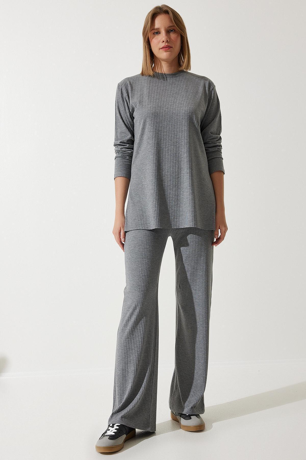 Grey Ribbed Knitted Co-Ord Set, , large image number 2